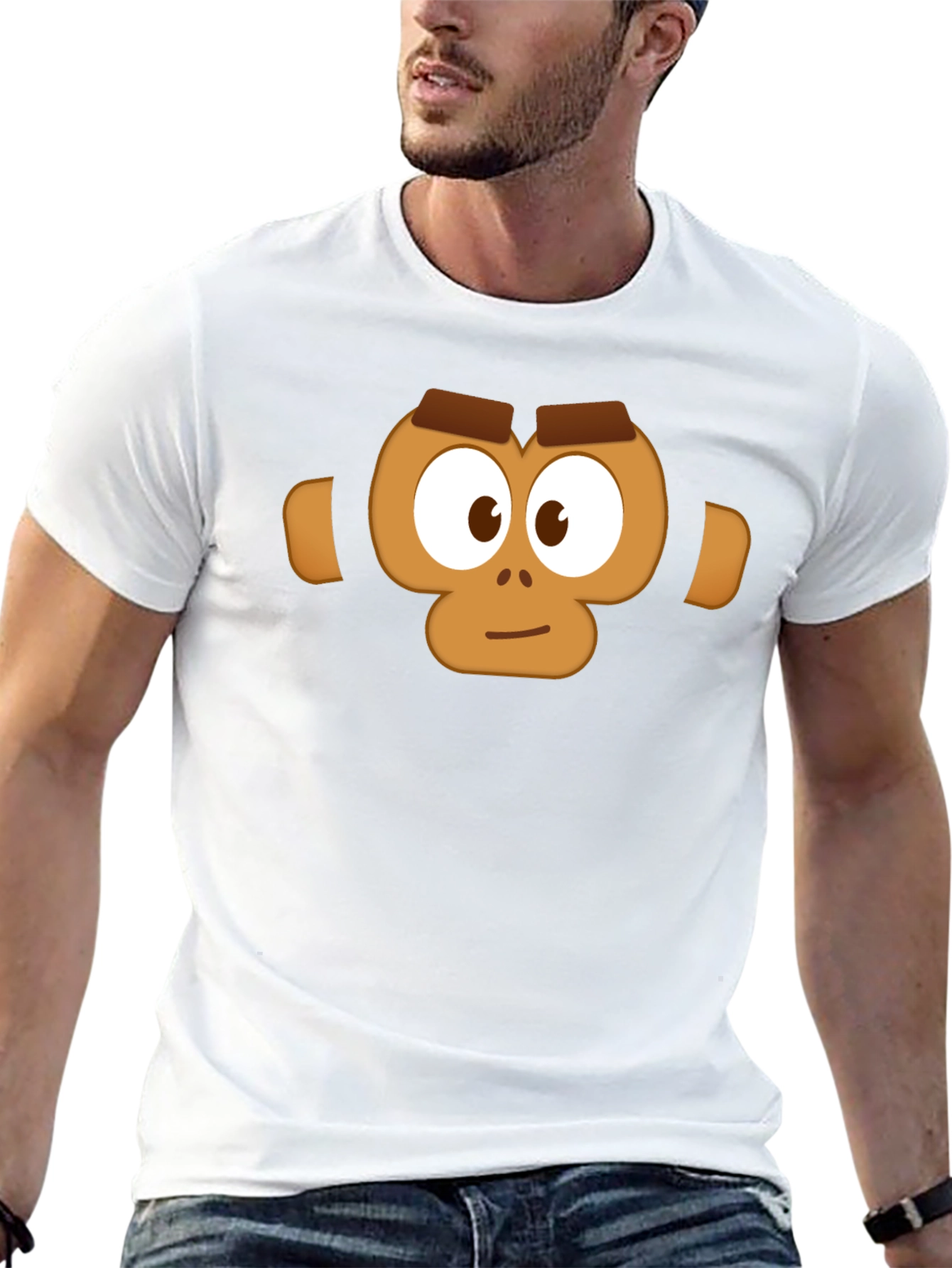 Monkey Face Graphic T-Shirt - Casual Black Tee
