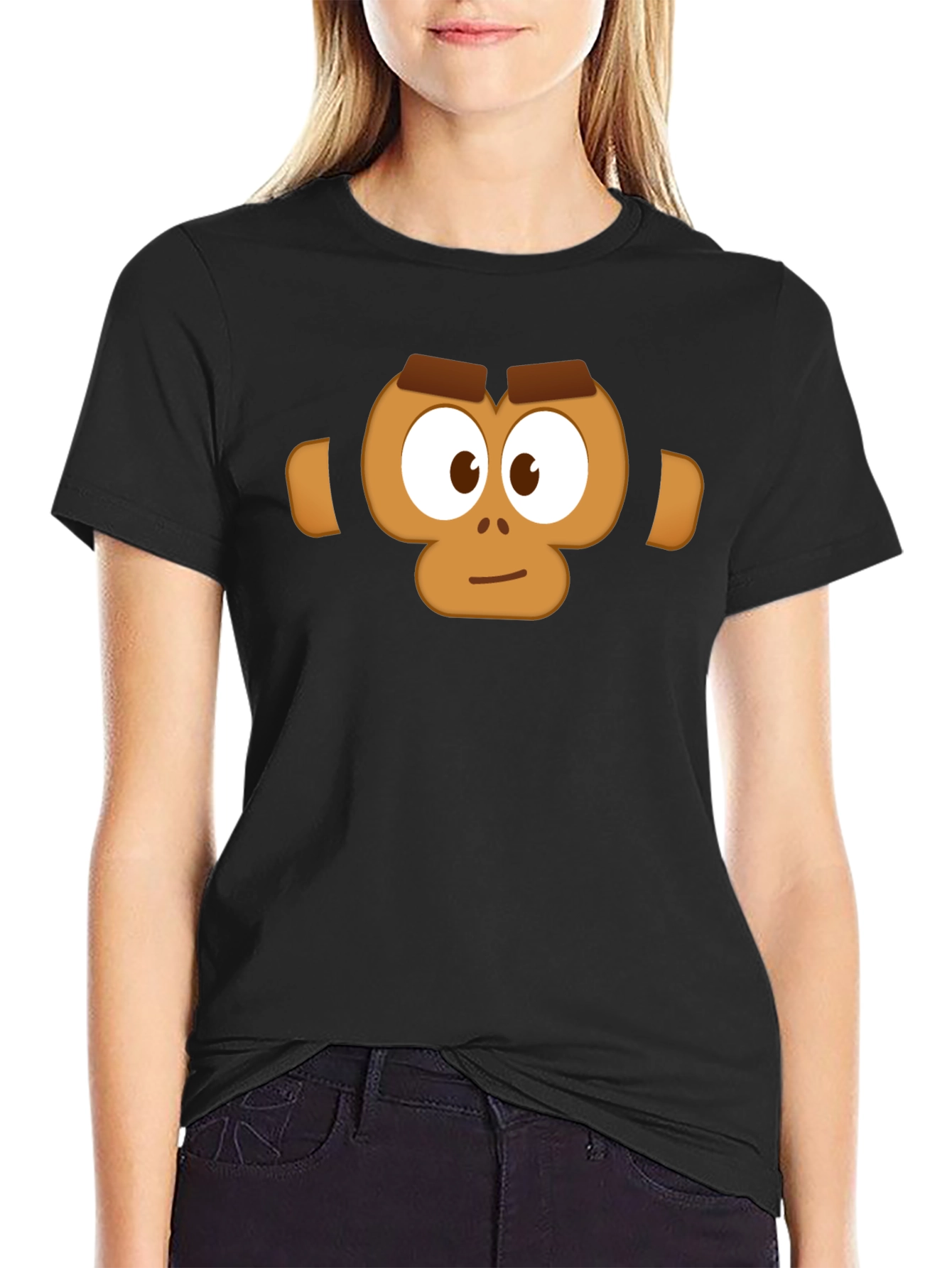 Monkey Face Graphic T-Shirt - Casual Black Tee