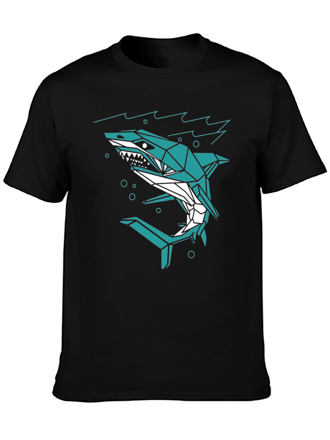Geometric Shark Graphic Print Mens T-Shirt