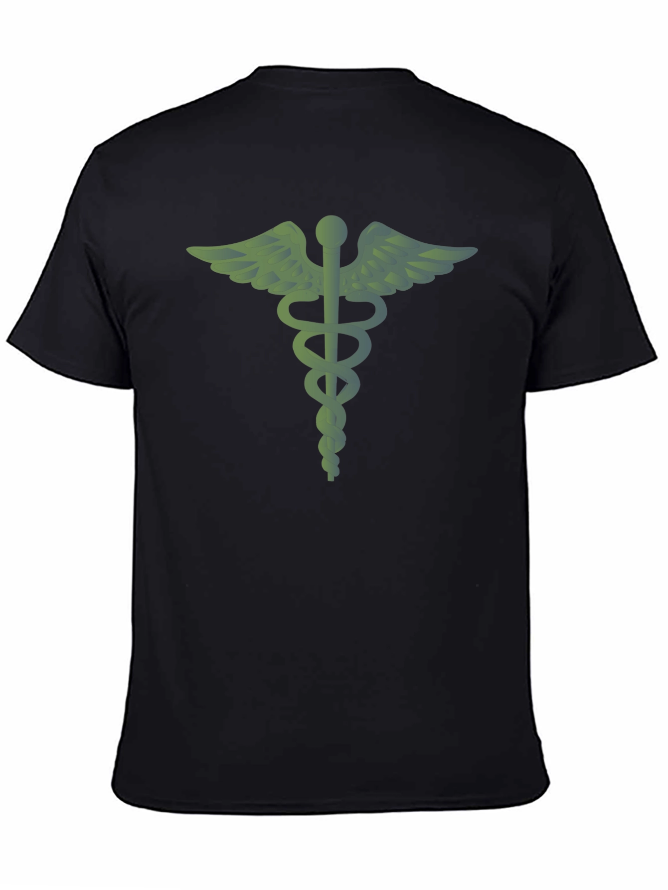 Green Caduceus Graphic Tee - Black