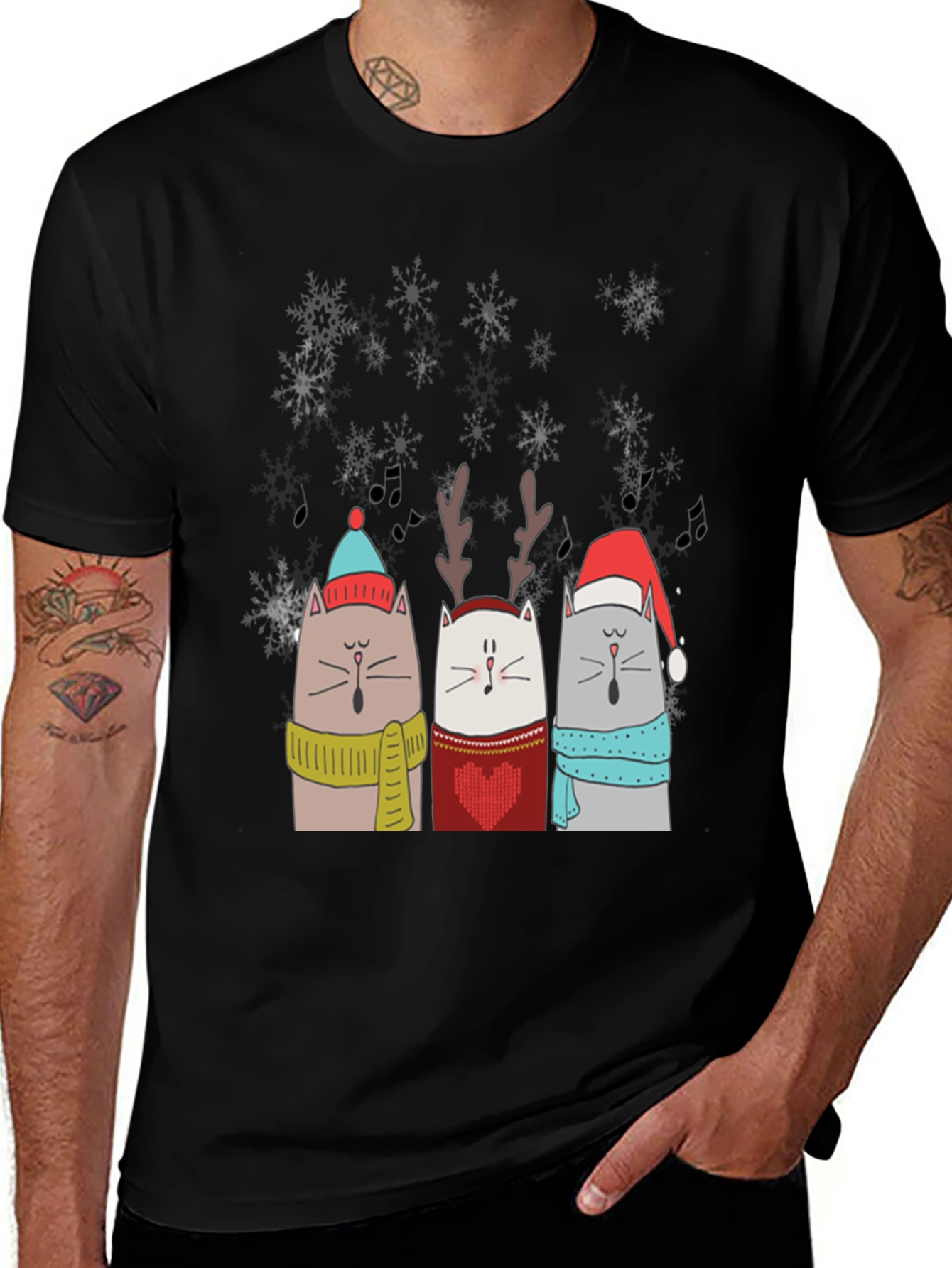 Festive Singing Cats Christmas T-Shirt