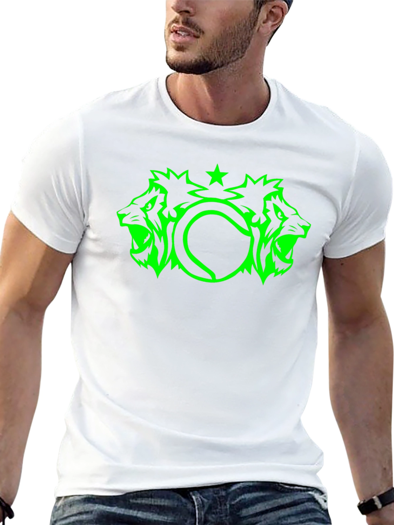 Lion Tennis Star Graphic Black T-Shirt