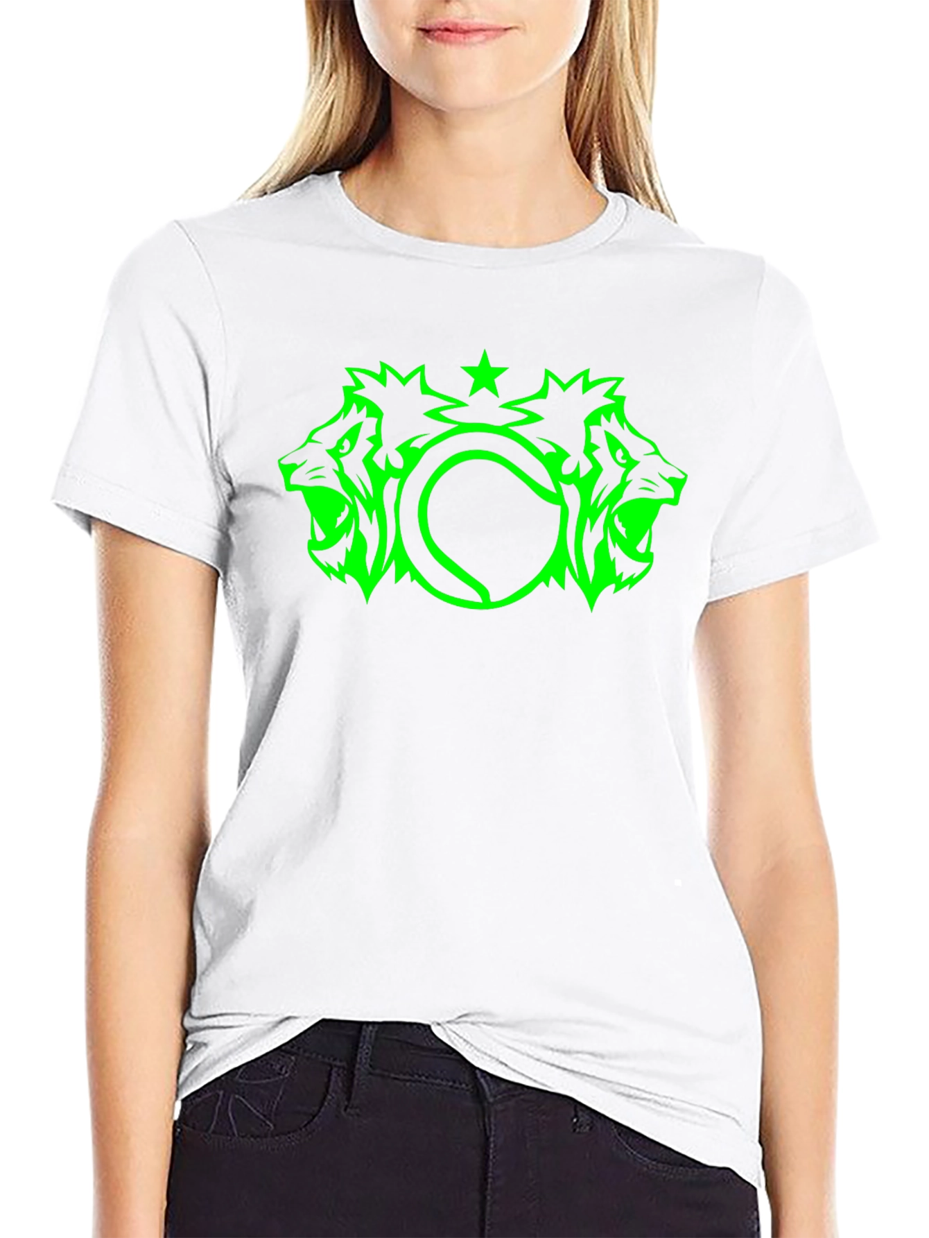 Lion Tennis Star Graphic Black T-Shirt