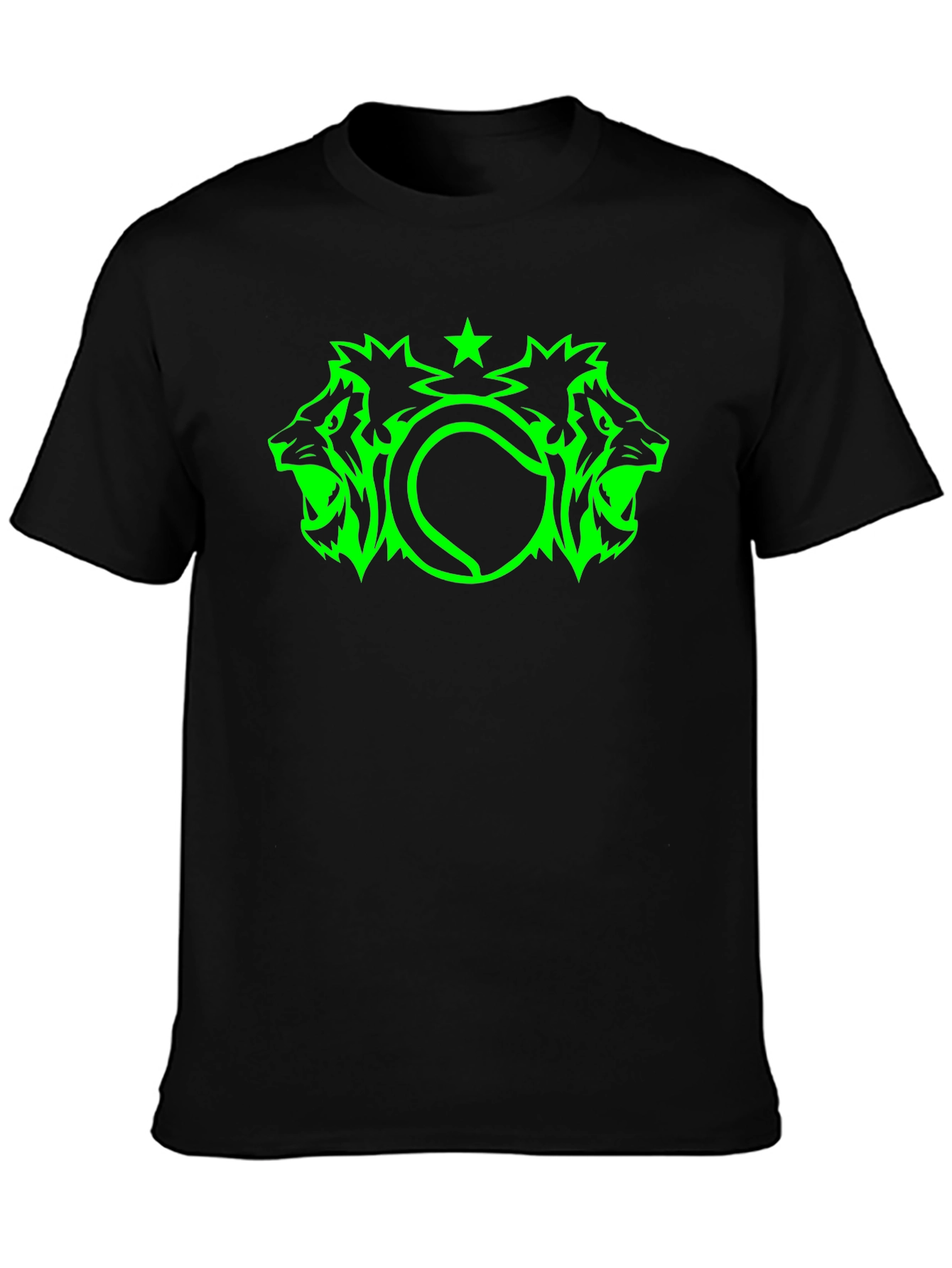 Lion Tennis Star Graphic Black T-Shirt