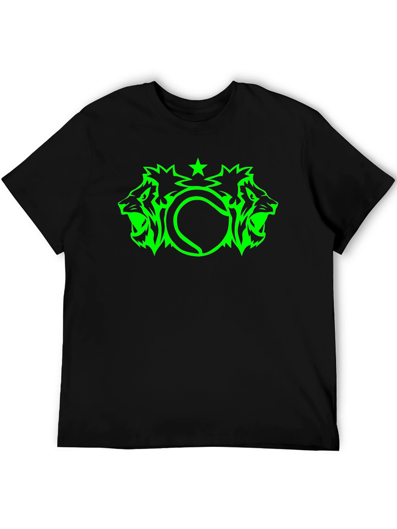 Lion Tennis Star Graphic Black T-Shirt