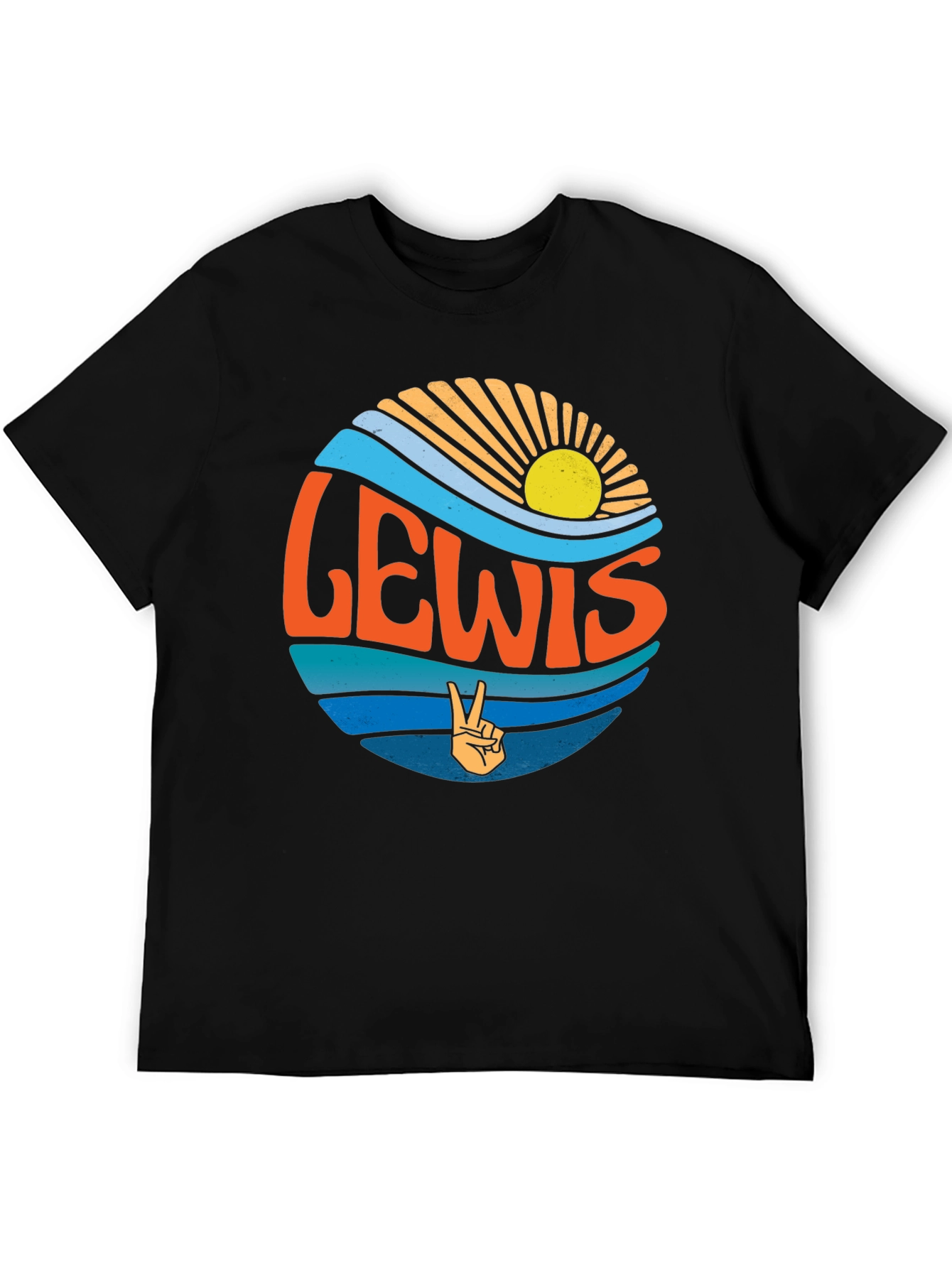 Retro LEWIS Graphic T-Shirt - Black