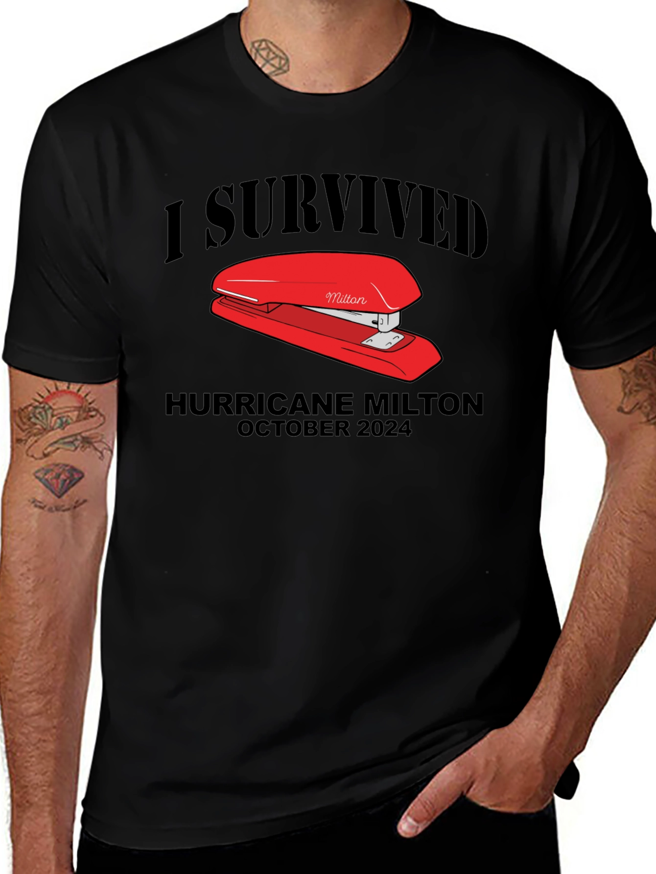 I Survived Hurricane Milton Stapler T-Shirt