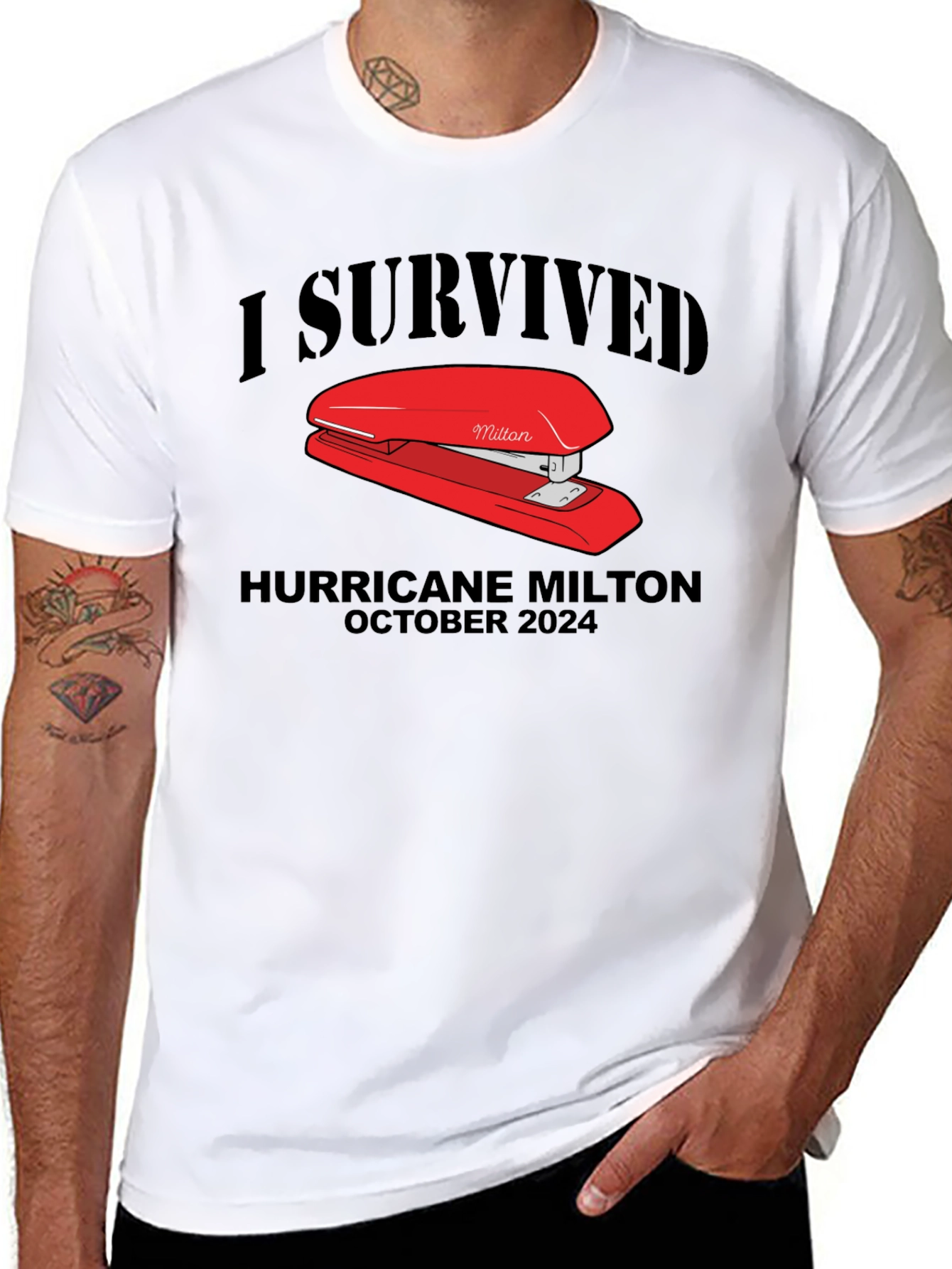 I Survived Hurricane Milton Stapler T-Shirt