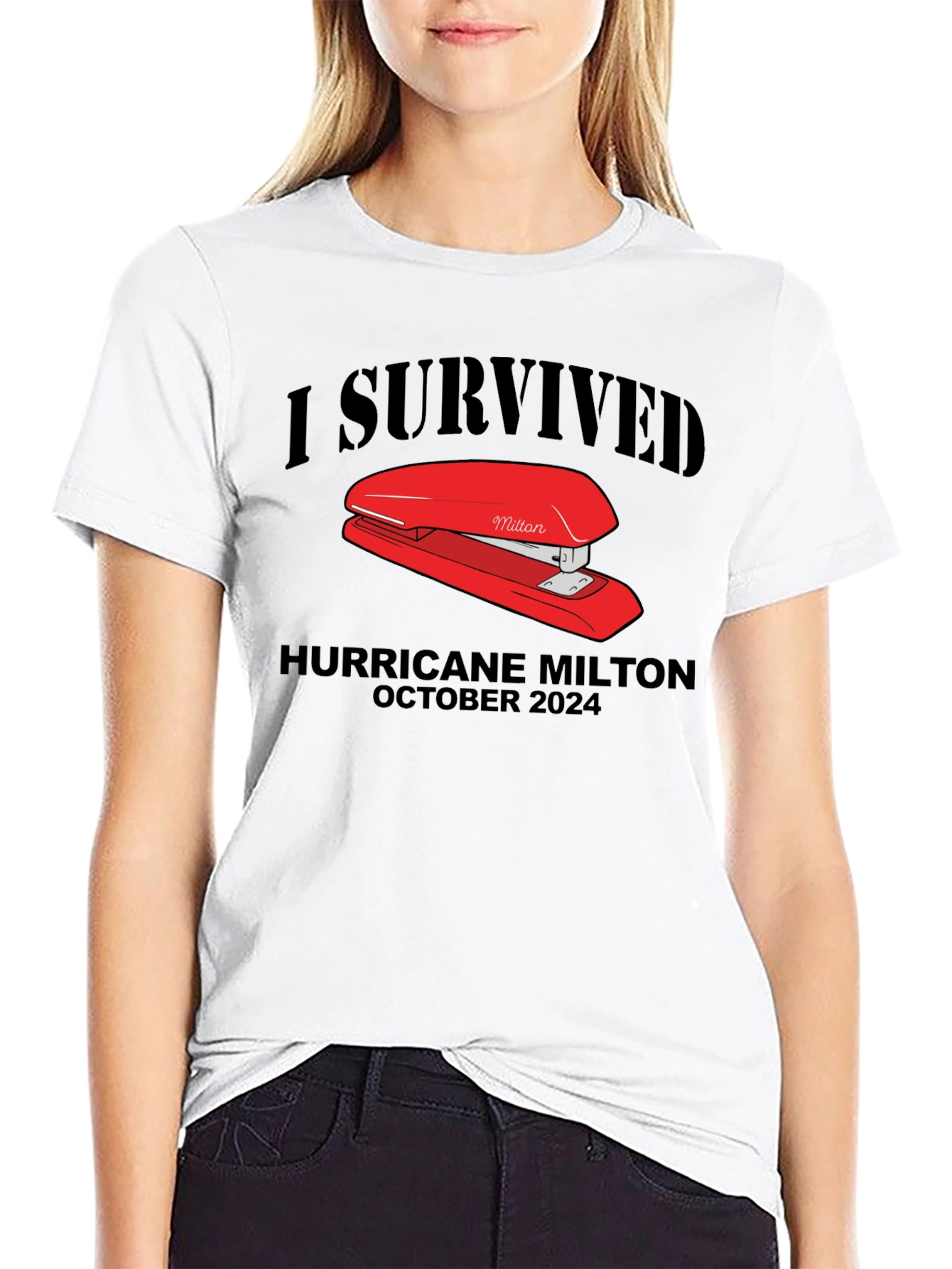I Survived Hurricane Milton Stapler T-Shirt