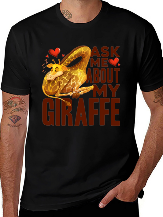 Ask Me About My Giraffe T-Shirt - Black Crew Neck