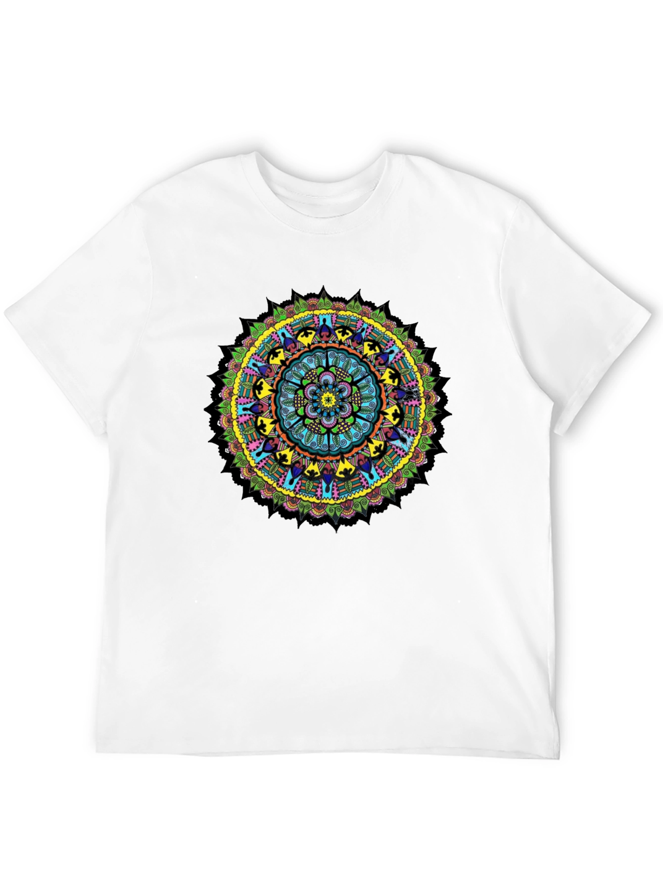 Vibrant Mandala Graphic Tee - Black
