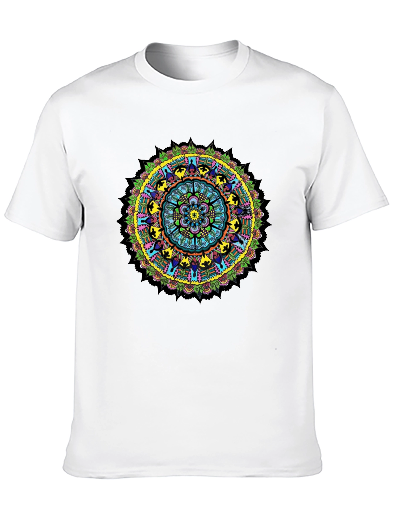 Vibrant Mandala Graphic Tee - Black