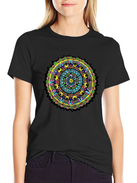 Vibrant Mandala Graphic Tee - Black