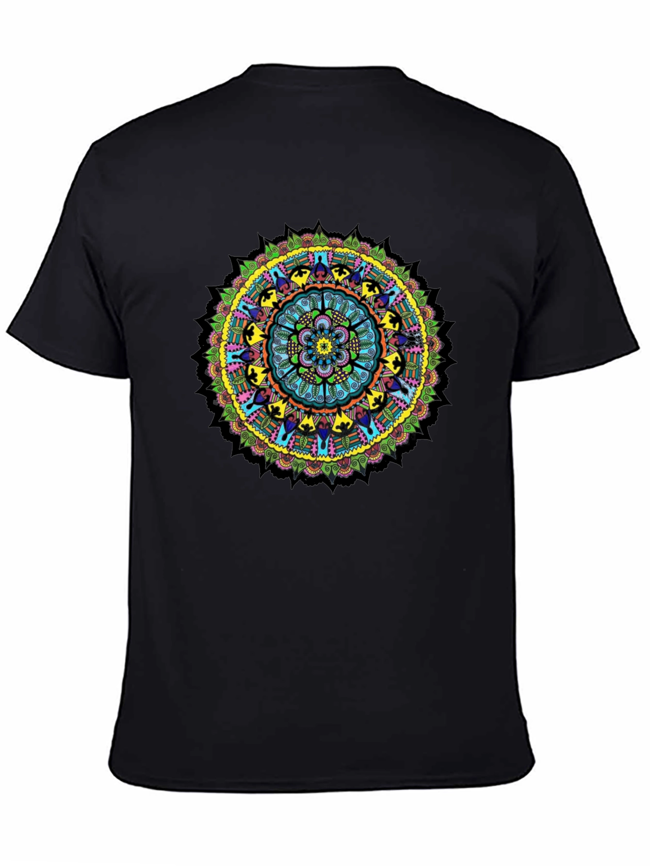 Vibrant Mandala Graphic Tee - Black