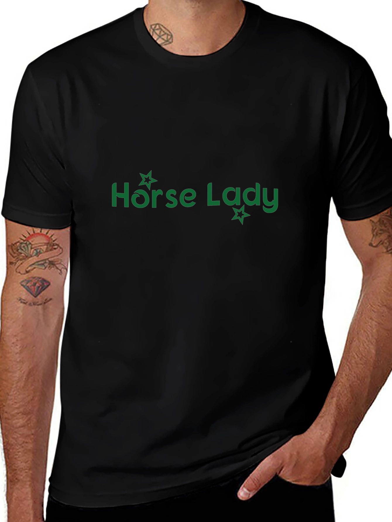 Horse Lady Graphic Tee - Black Cotton T-Shirt