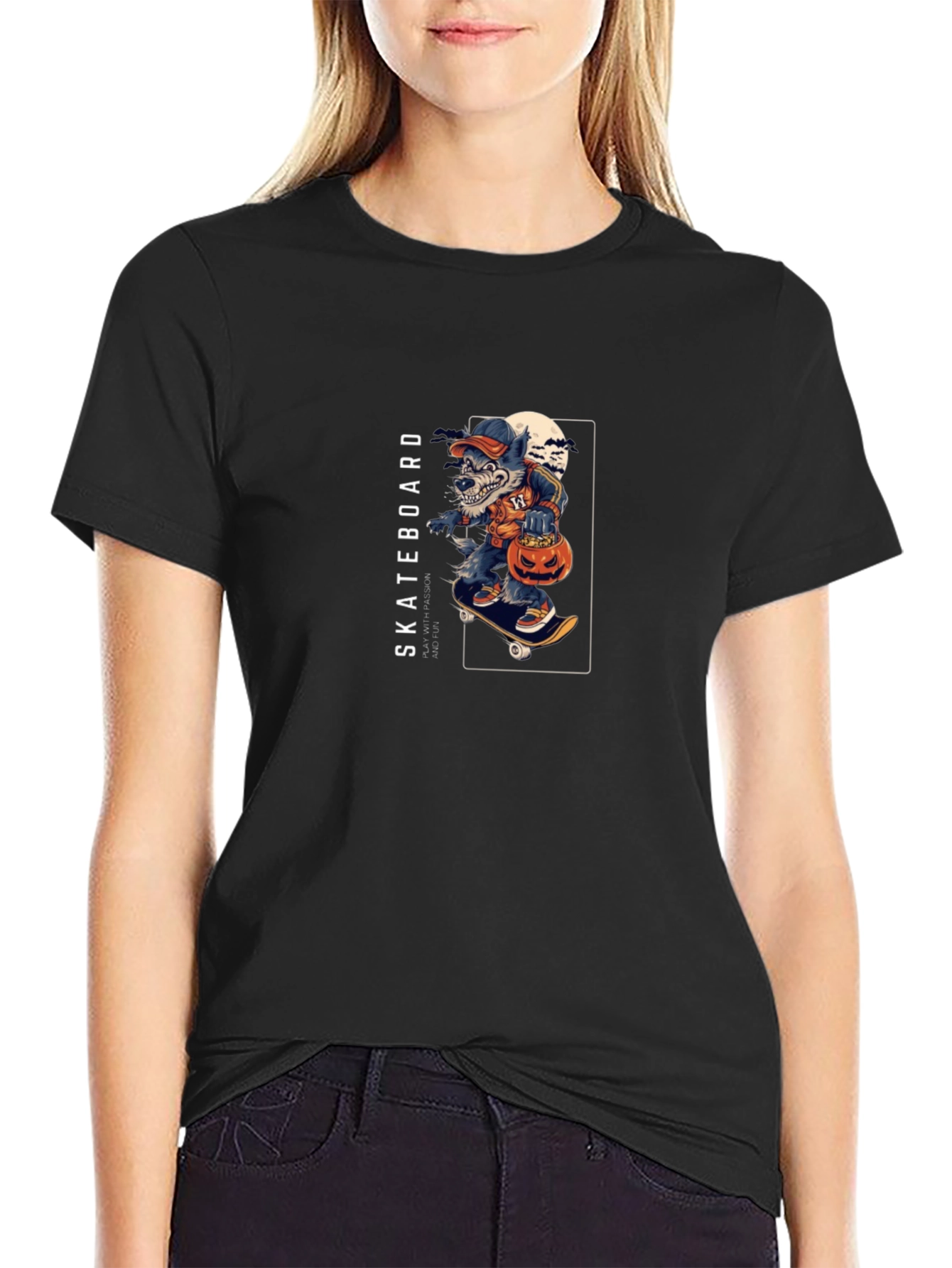 Skateboarding Werewolf Halloween T-Shirt