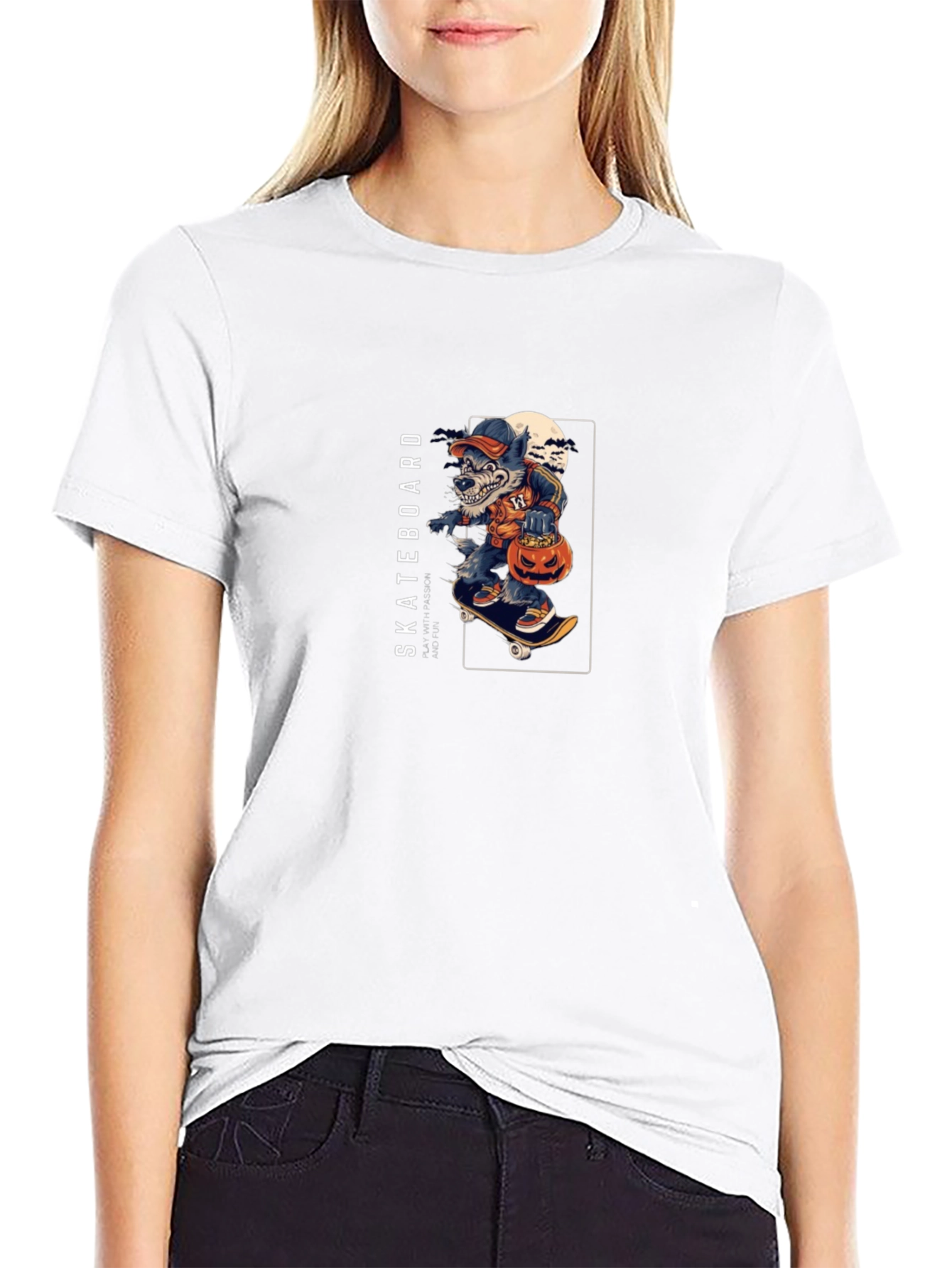 Skateboarding Werewolf Halloween T-Shirt