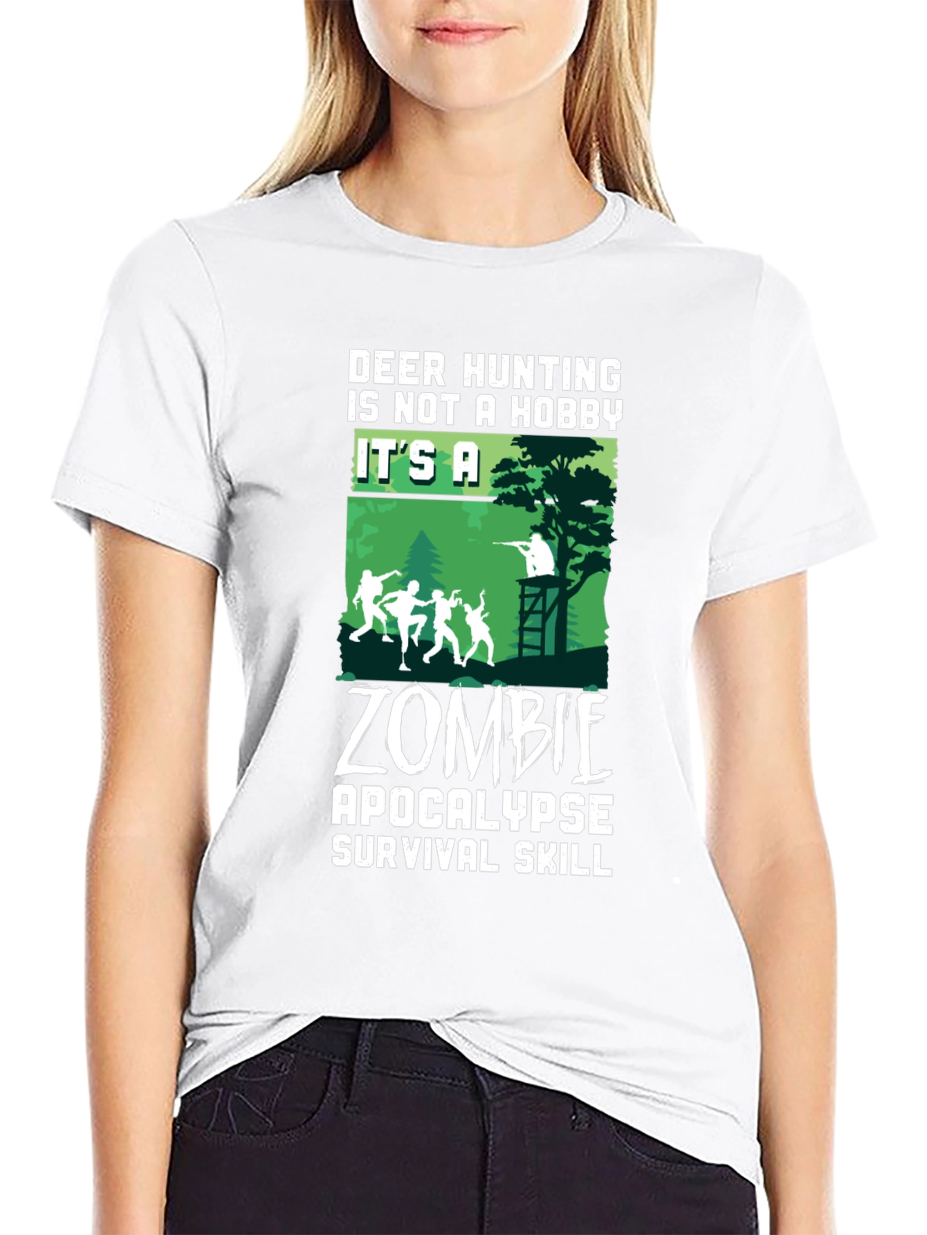 Zombie Apocalypse Survival T-Shirt - Deer Hunting Hobby Tee