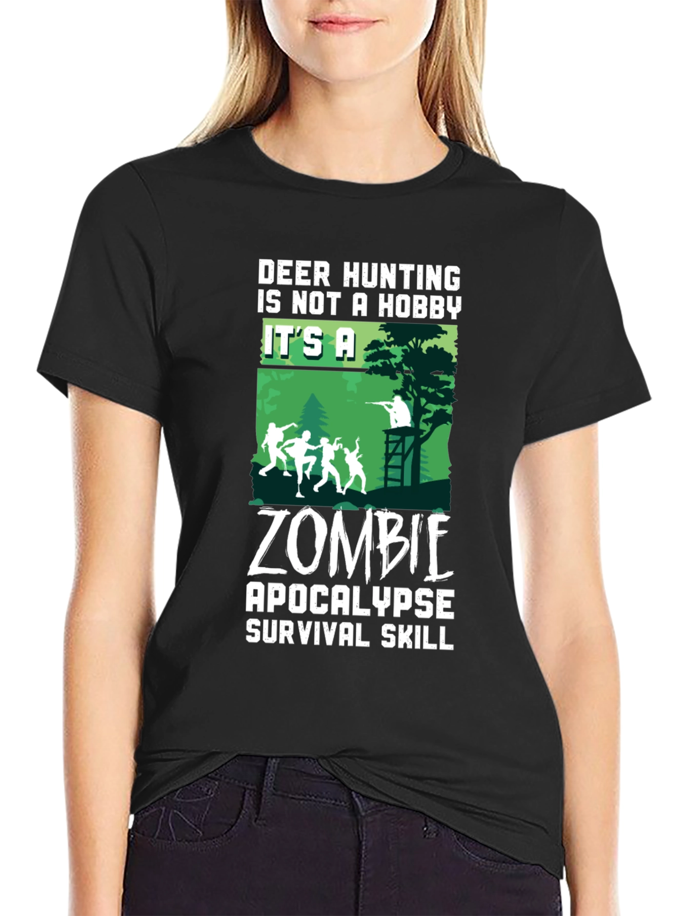 Zombie Apocalypse Survival T-Shirt - Deer Hunting Hobby Tee