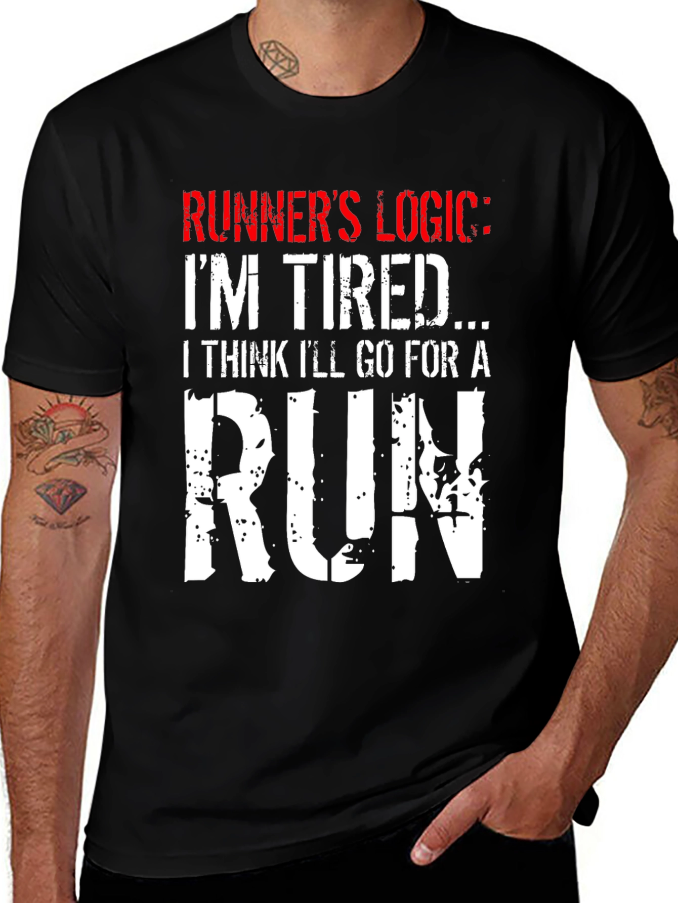 Runners Logic Graphic Tee - Black Cotton