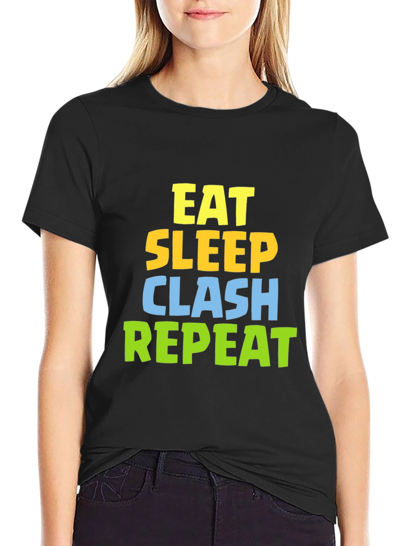 Eat Sleep Clash Repeat Black T-Shirt
