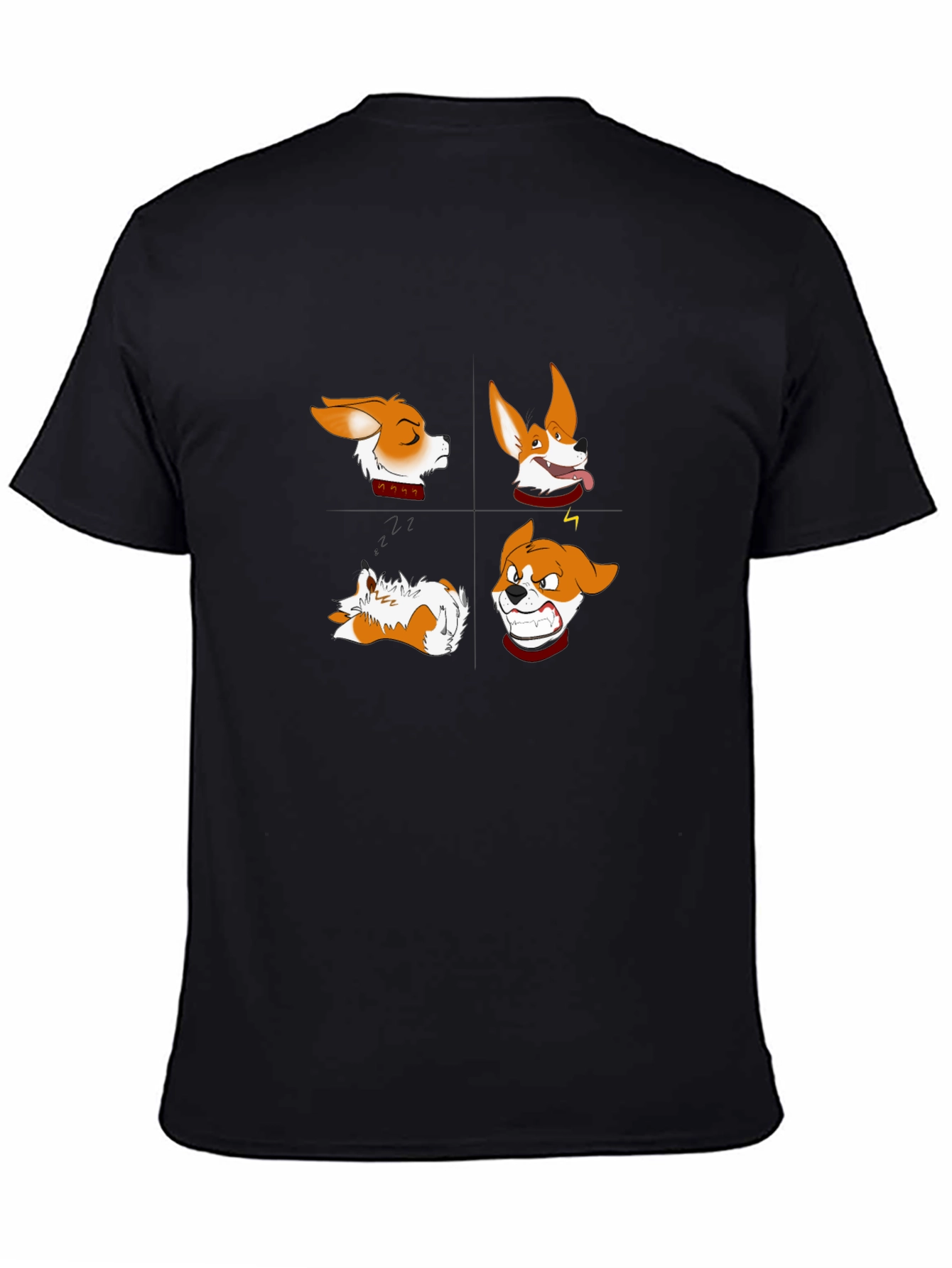 Corgi Expressions Graphic Tee - Black
