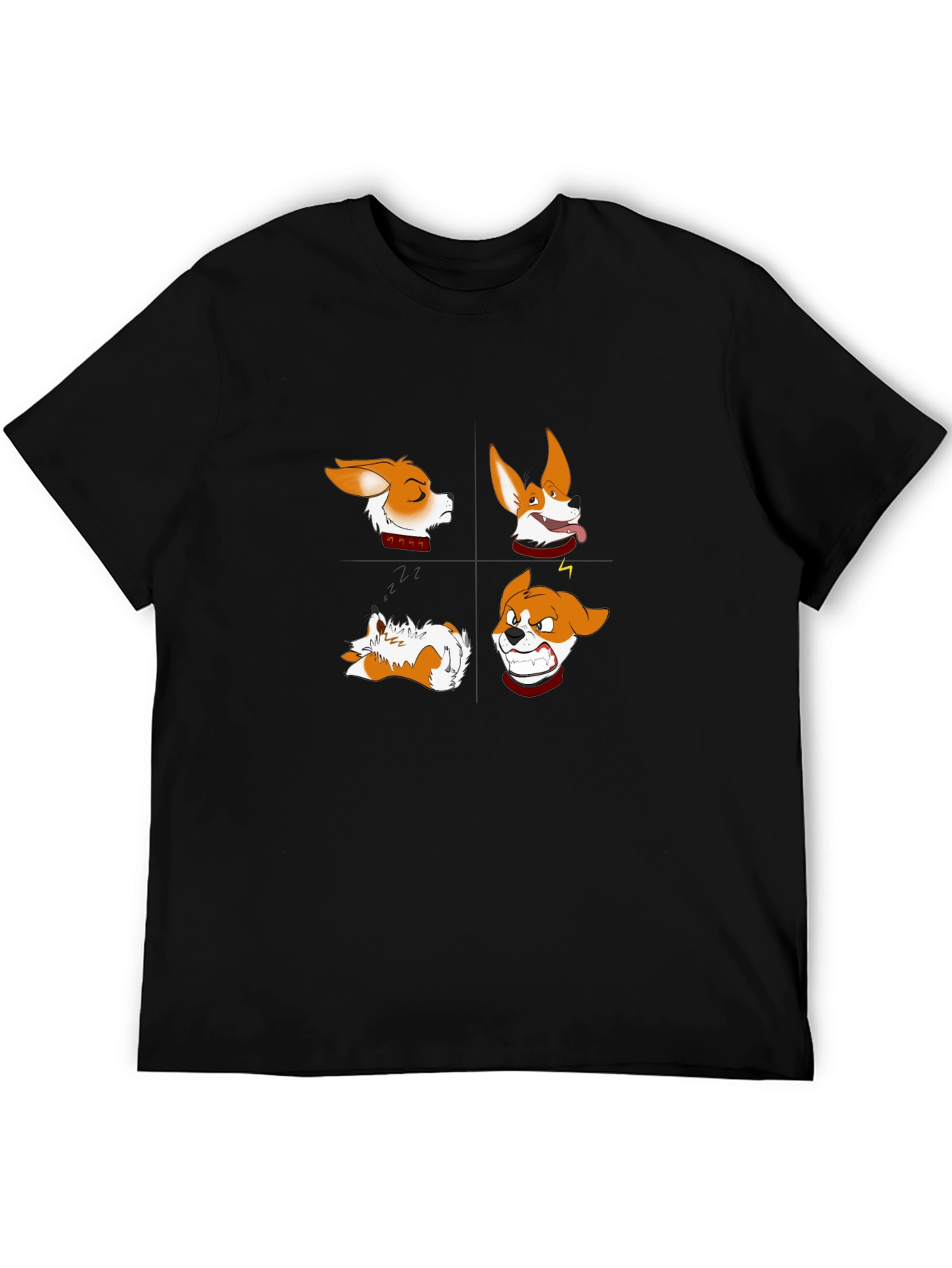 Corgi Expressions Graphic Tee - Black