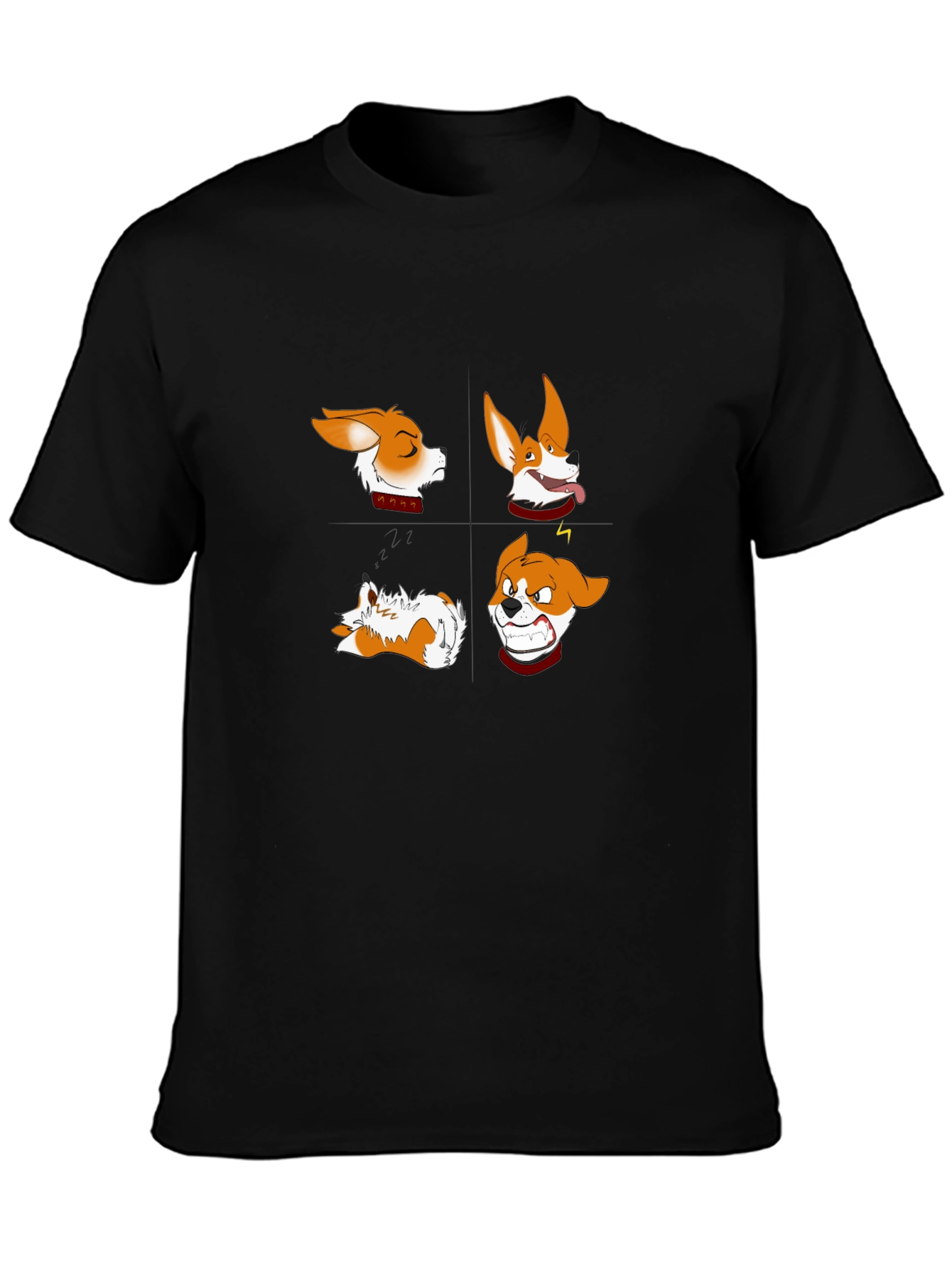Corgi Expressions Graphic Tee - Black