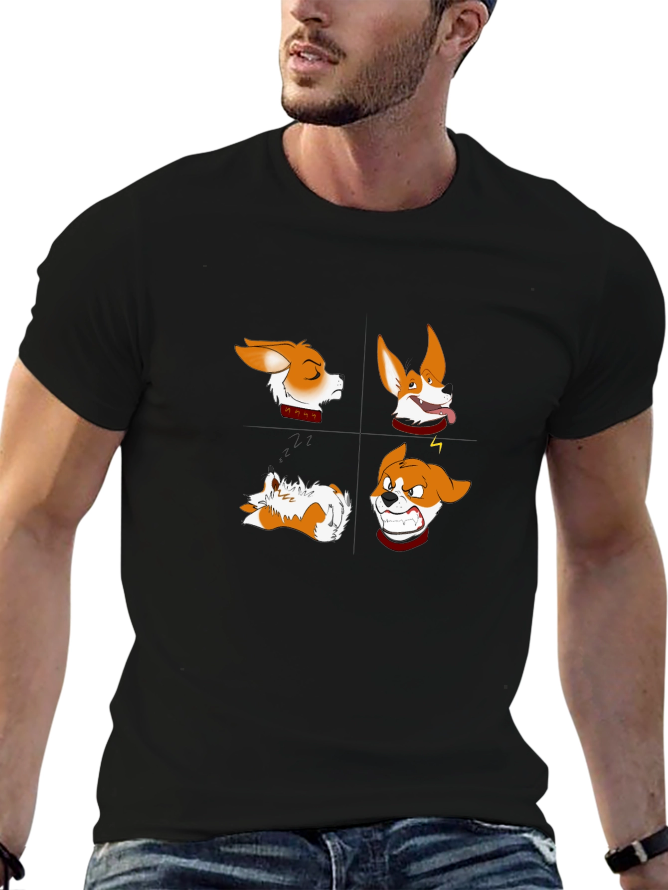 Corgi Expressions Graphic Tee - Black