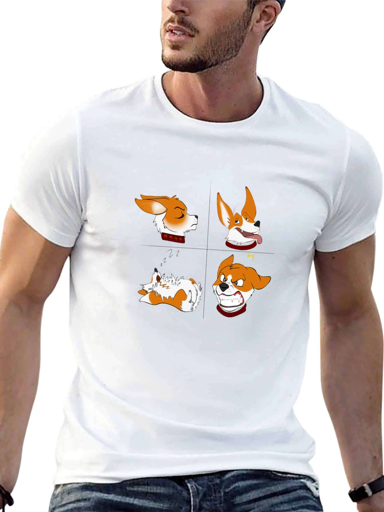 Corgi Expressions Graphic Tee - Black
