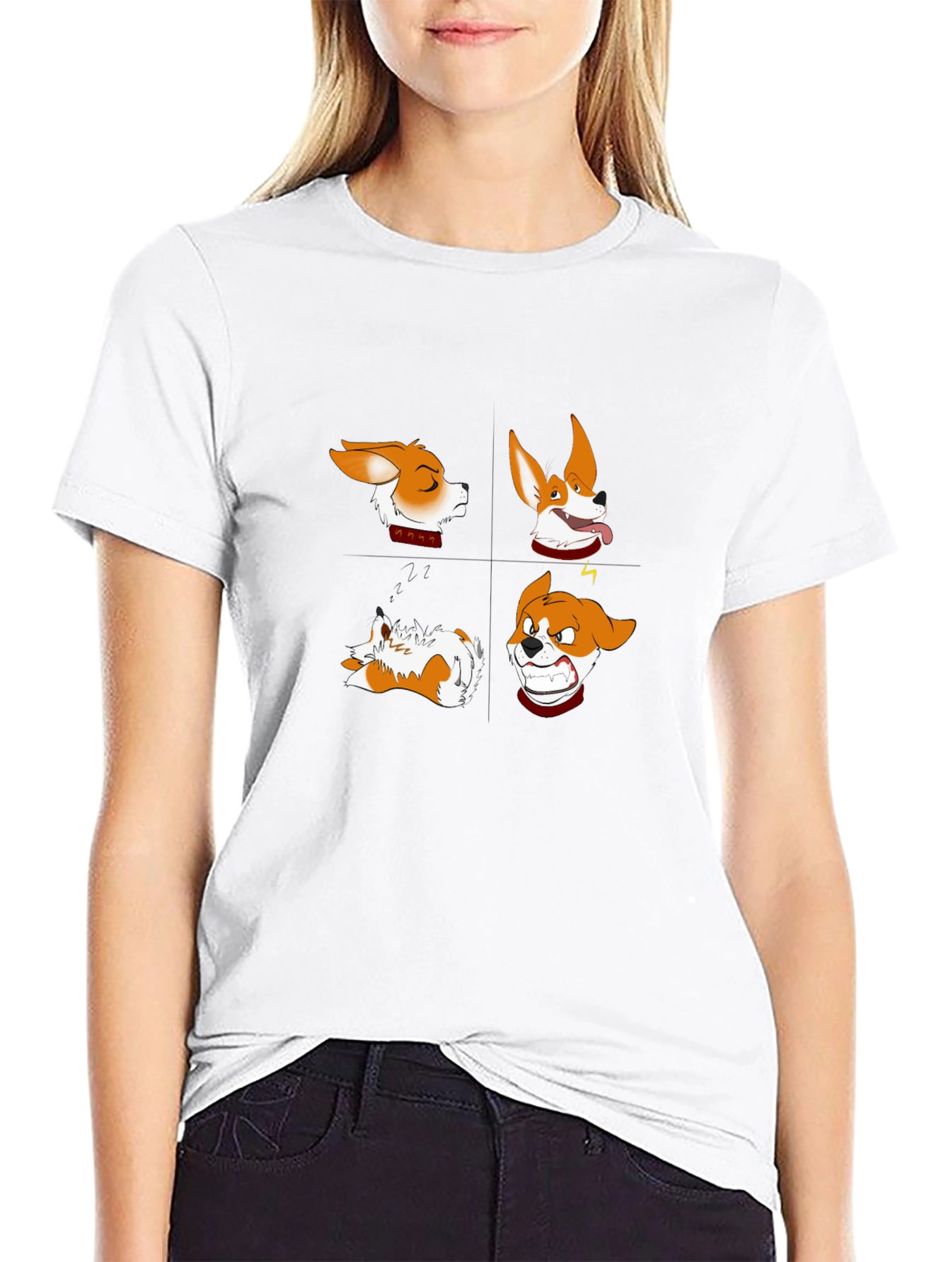 Corgi Expressions Graphic Tee - Black