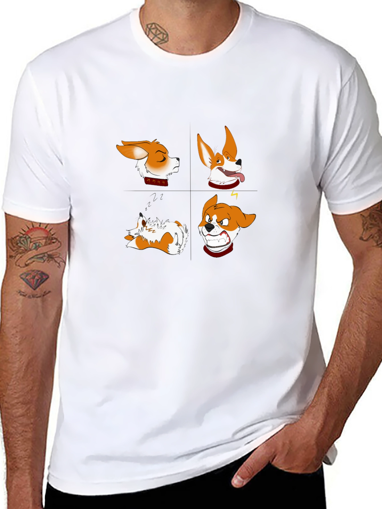 Corgi Expressions Graphic Tee - Black