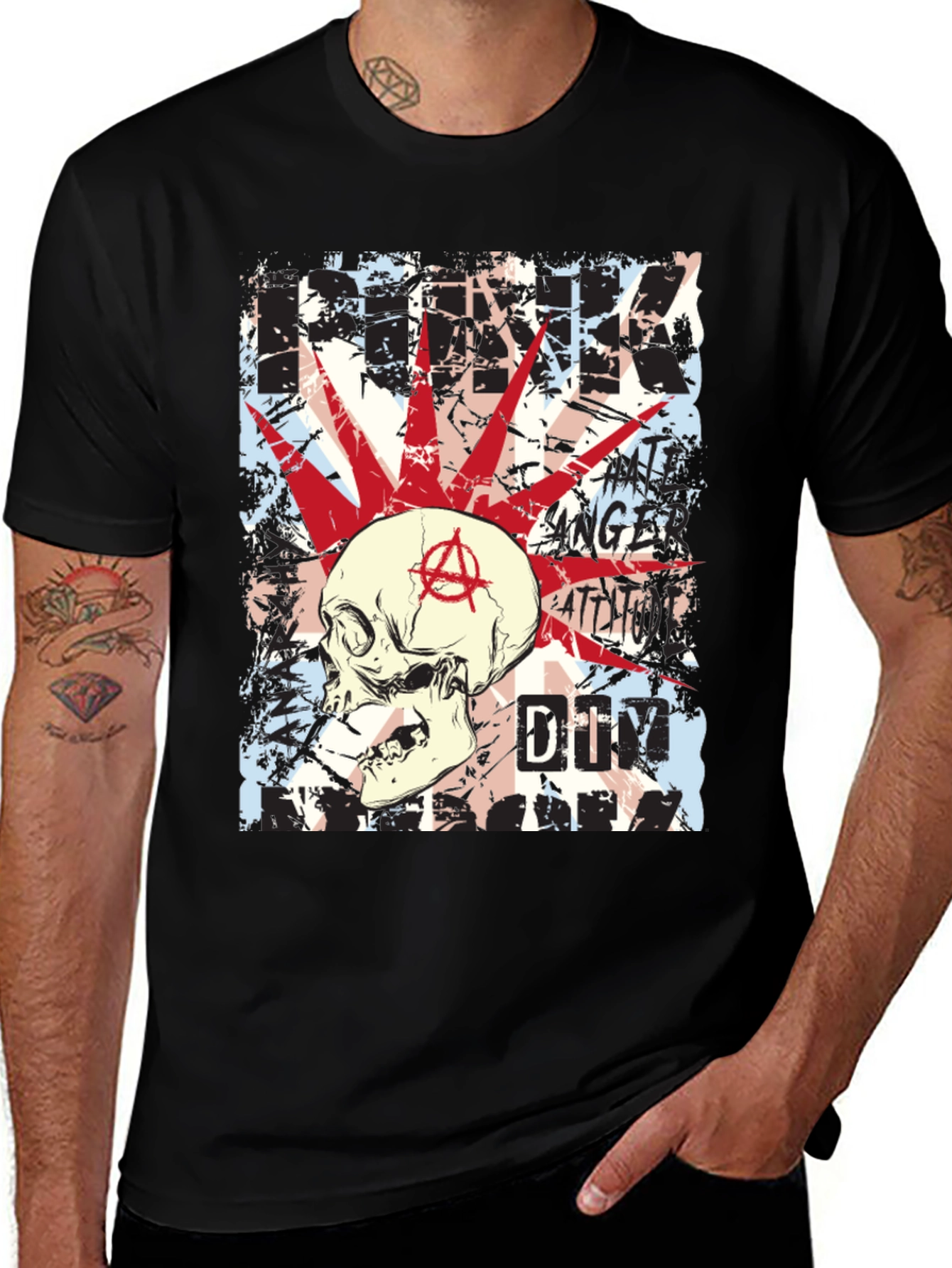 Punk Skull Graphic Tee - Edgy Anarchy Style