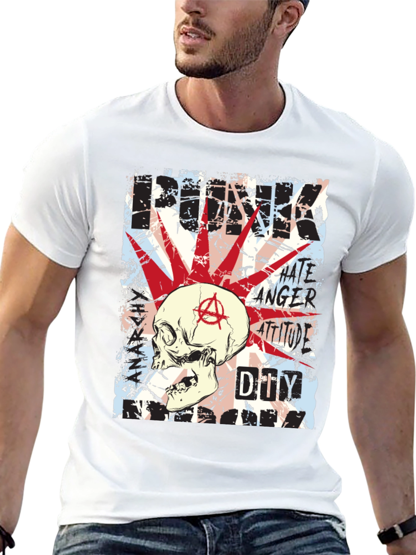 Punk Skull Graphic Tee - Edgy Anarchy Style