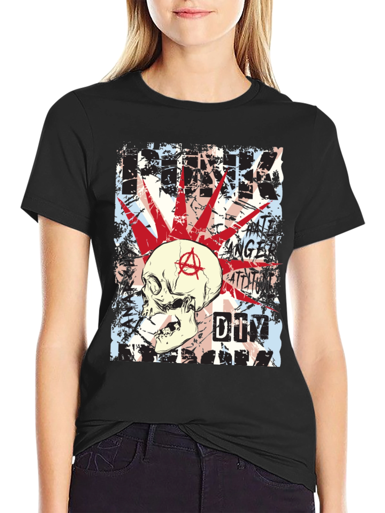 Punk Skull Graphic Tee - Edgy Anarchy Style
