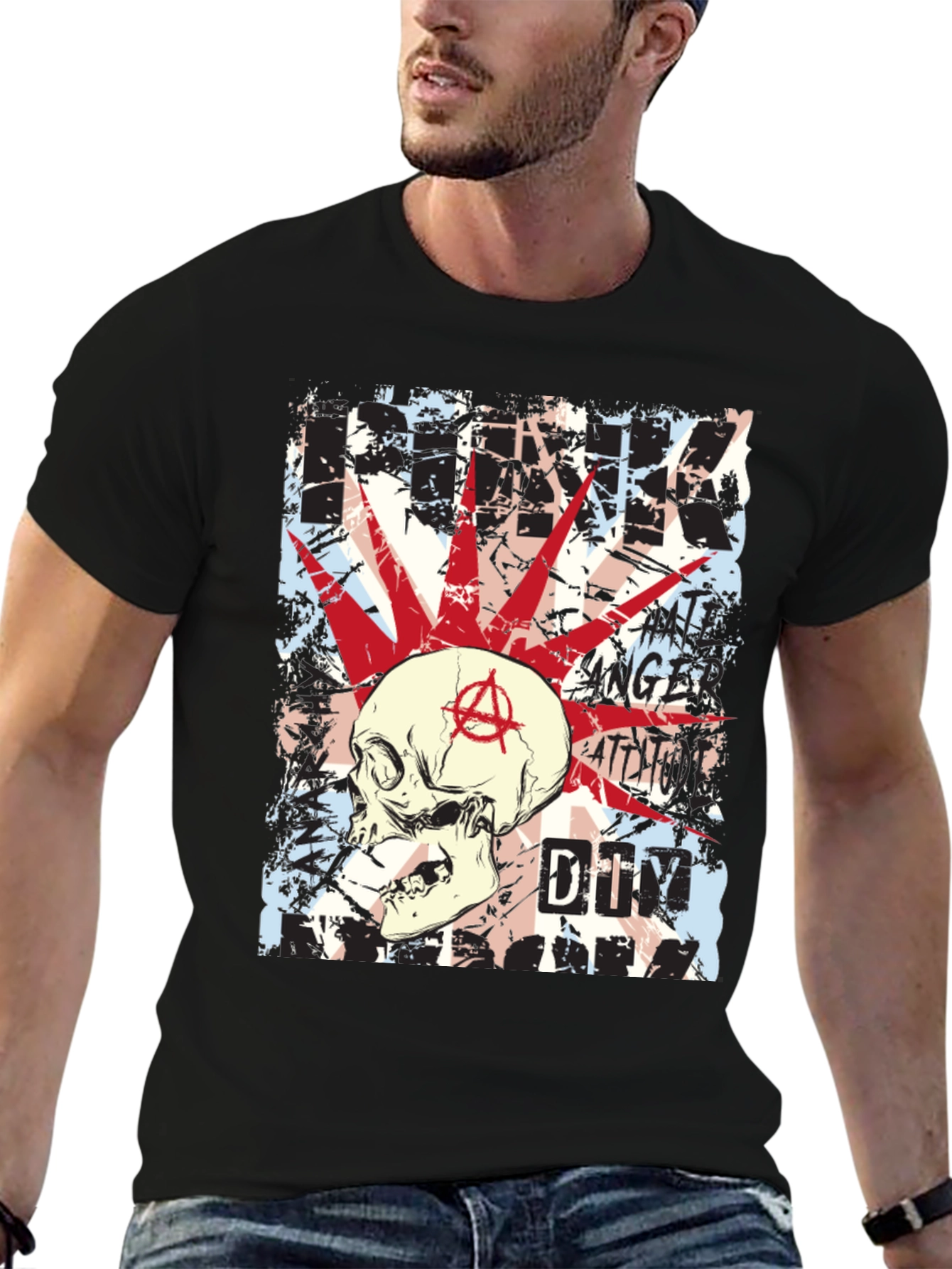 Punk Skull Graphic Tee - Edgy Anarchy Style