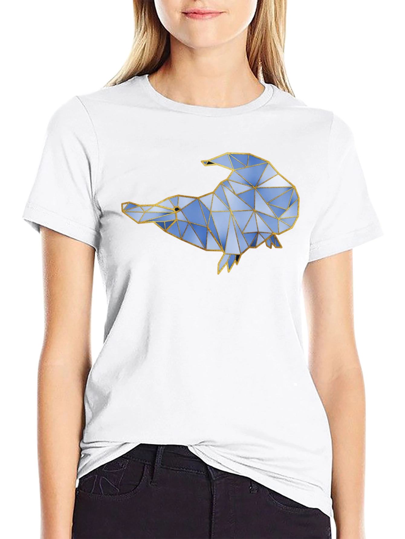 Geometric Dolphin Graphic Tee - Modern Style