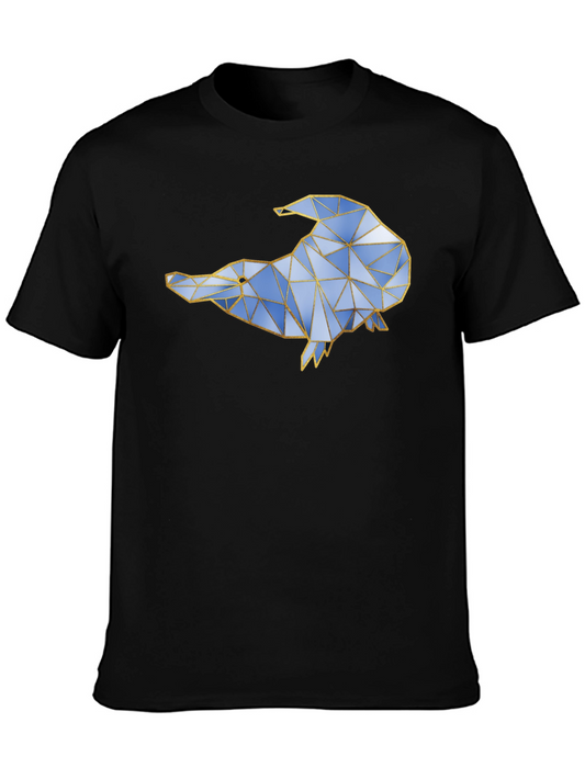 Geometric Dolphin Graphic Tee - Modern Style