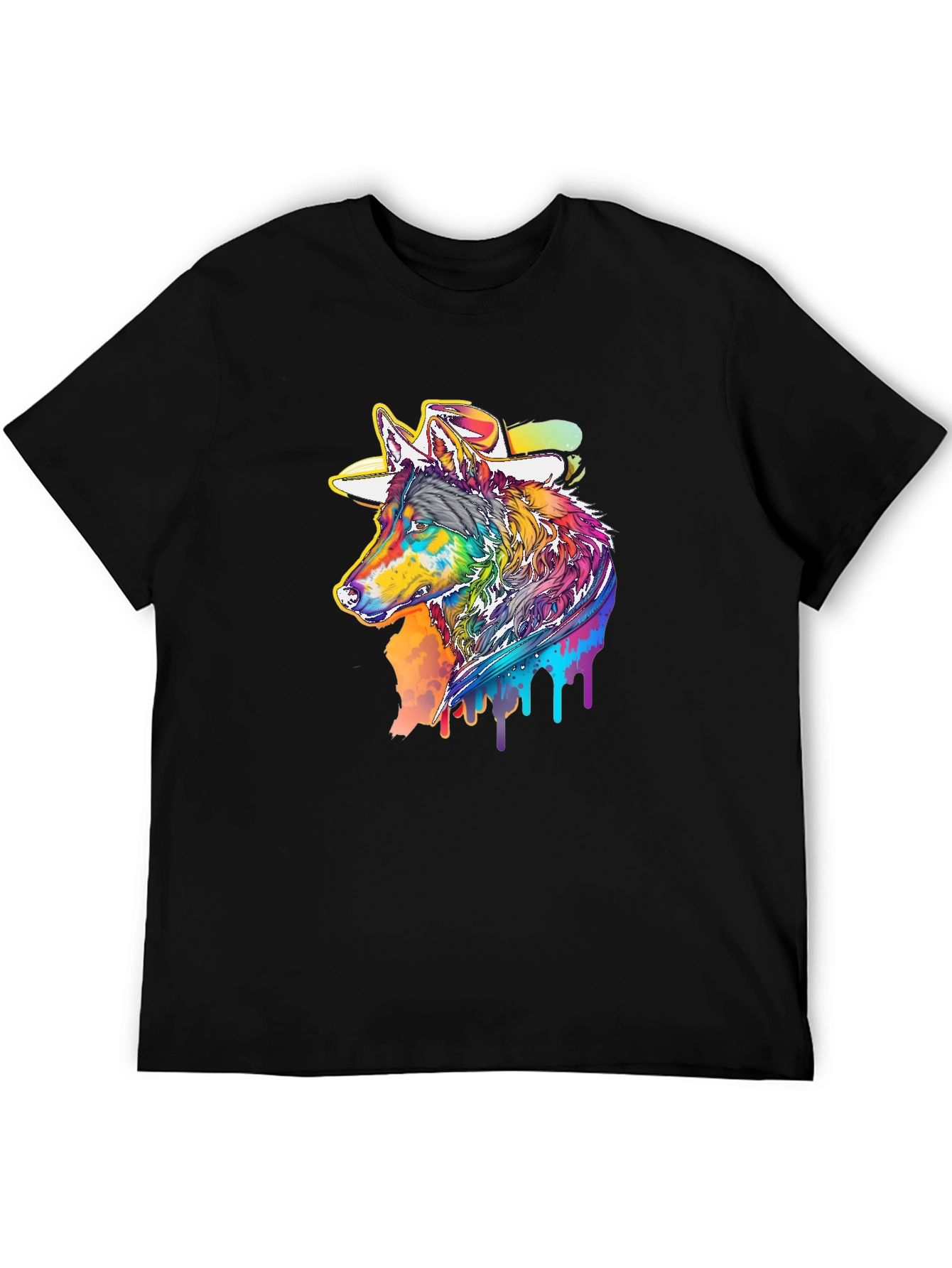 Rainbow Wolf Cowboy T-Shirt