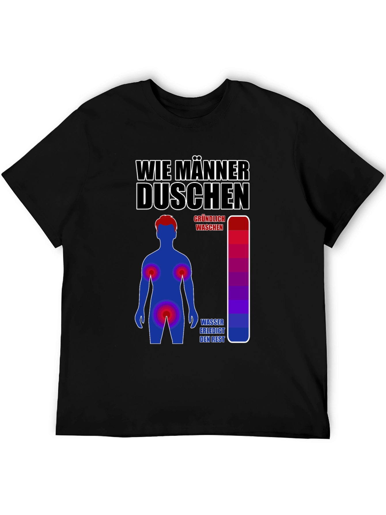Humorous How Men Shower Graphic T-Shirt