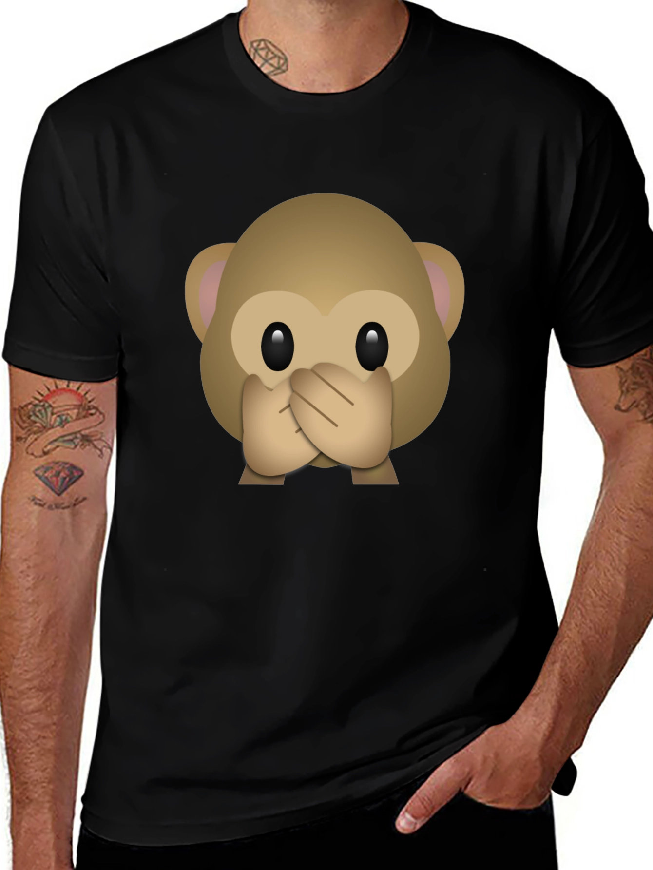 Speak No Evil Monkey Emoji Graphic T-Shirt