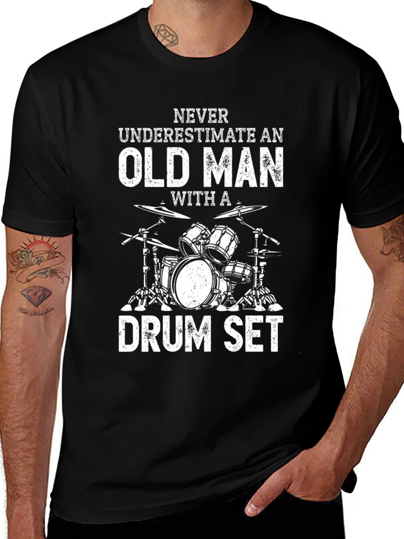 Never Underestimate Old Man Drum Set T-Shirt