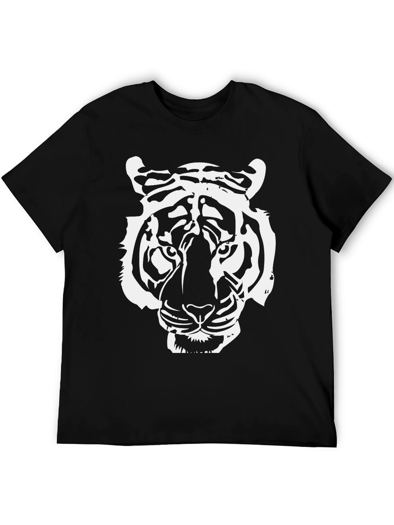 Bold Tiger Graphic Tee - Black Cotton T-Shirt
