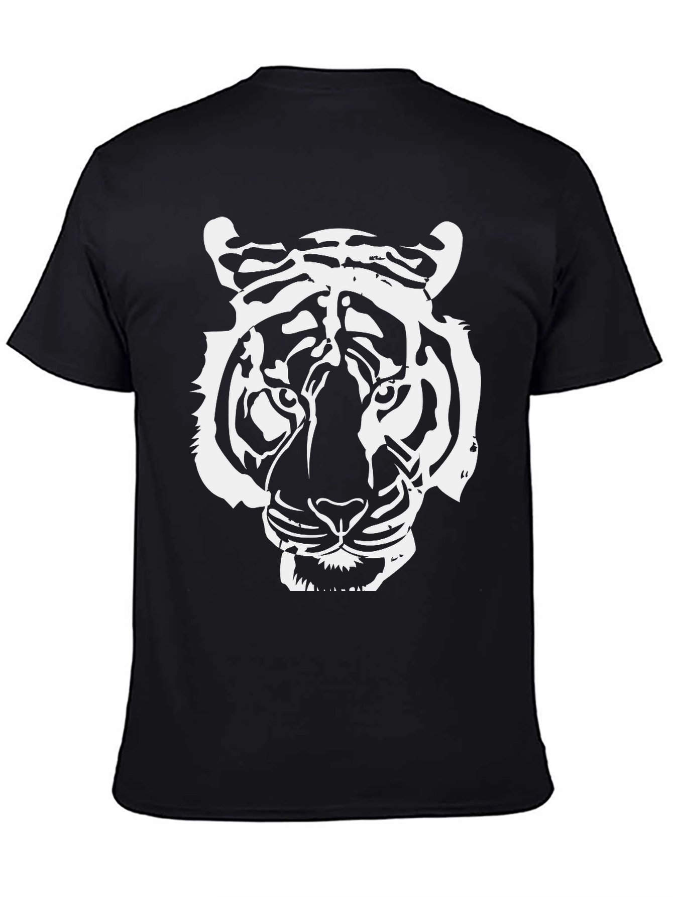 Bold Tiger Graphic Tee - Black Cotton T-Shirt