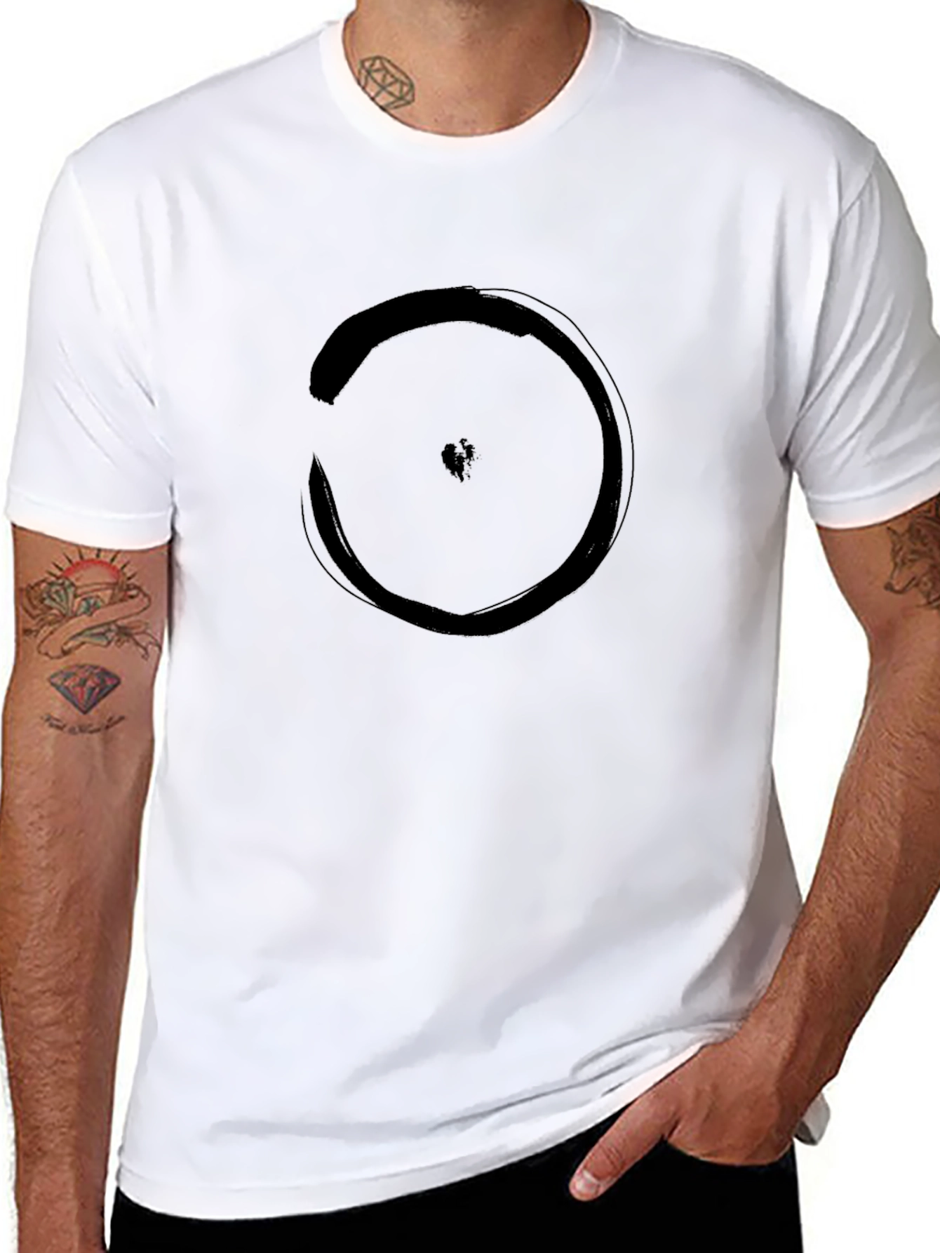 Minimalist Circle Graphic Black T-Shirt