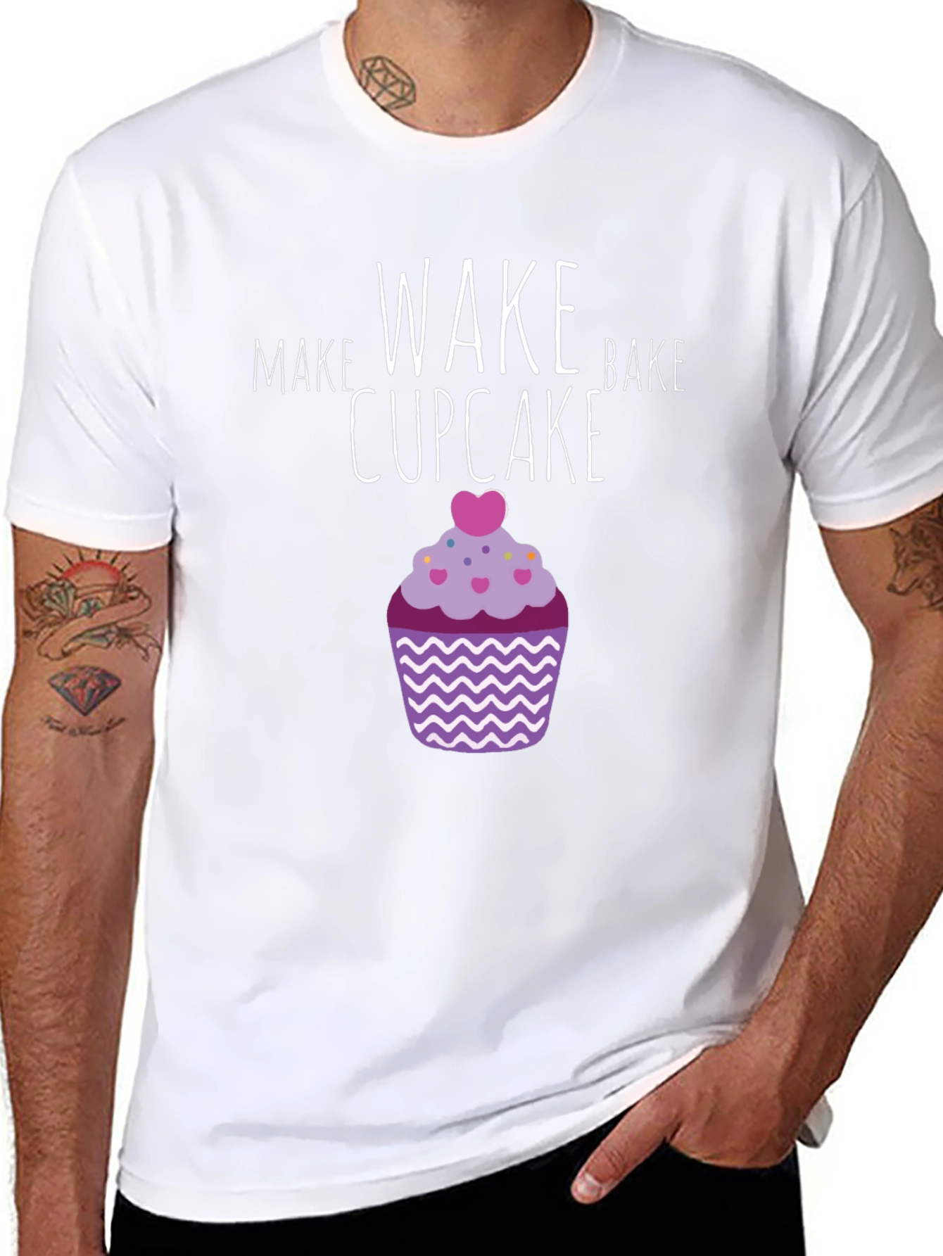 Make Wake Bake Cupcake Graphic T-Shirt