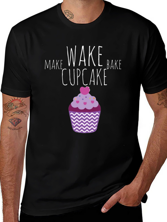 Make Wake Bake Cupcake Graphic T-Shirt