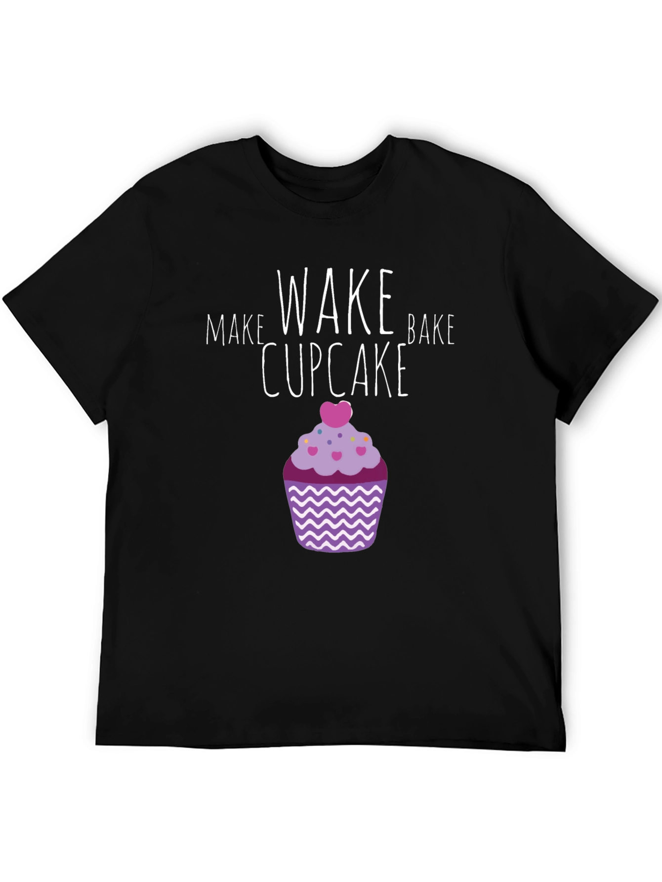 Make Wake Bake Cupcake Graphic T-Shirt