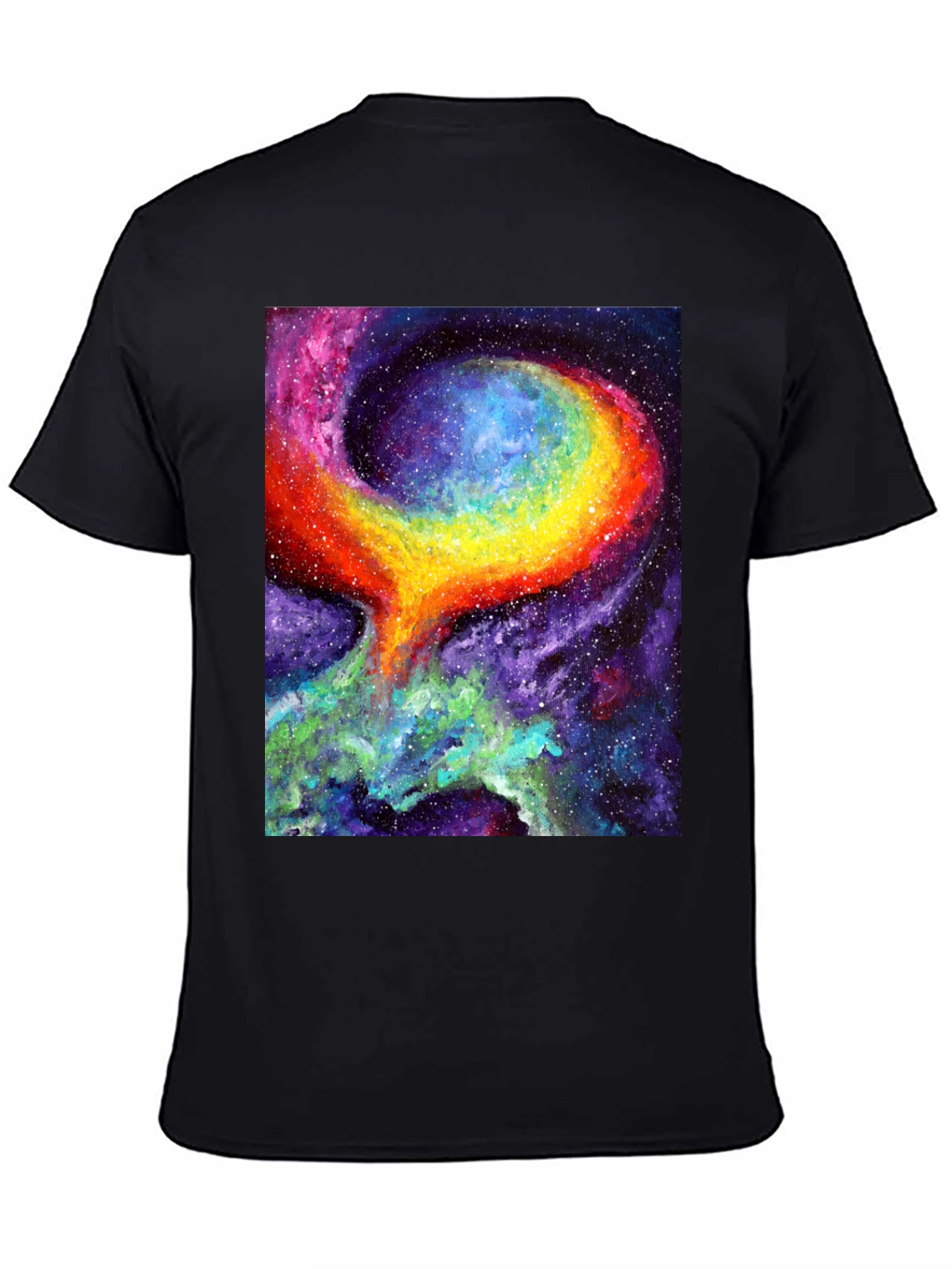 Nebula Art Black T-Shirt - Cosmic Galaxy Design