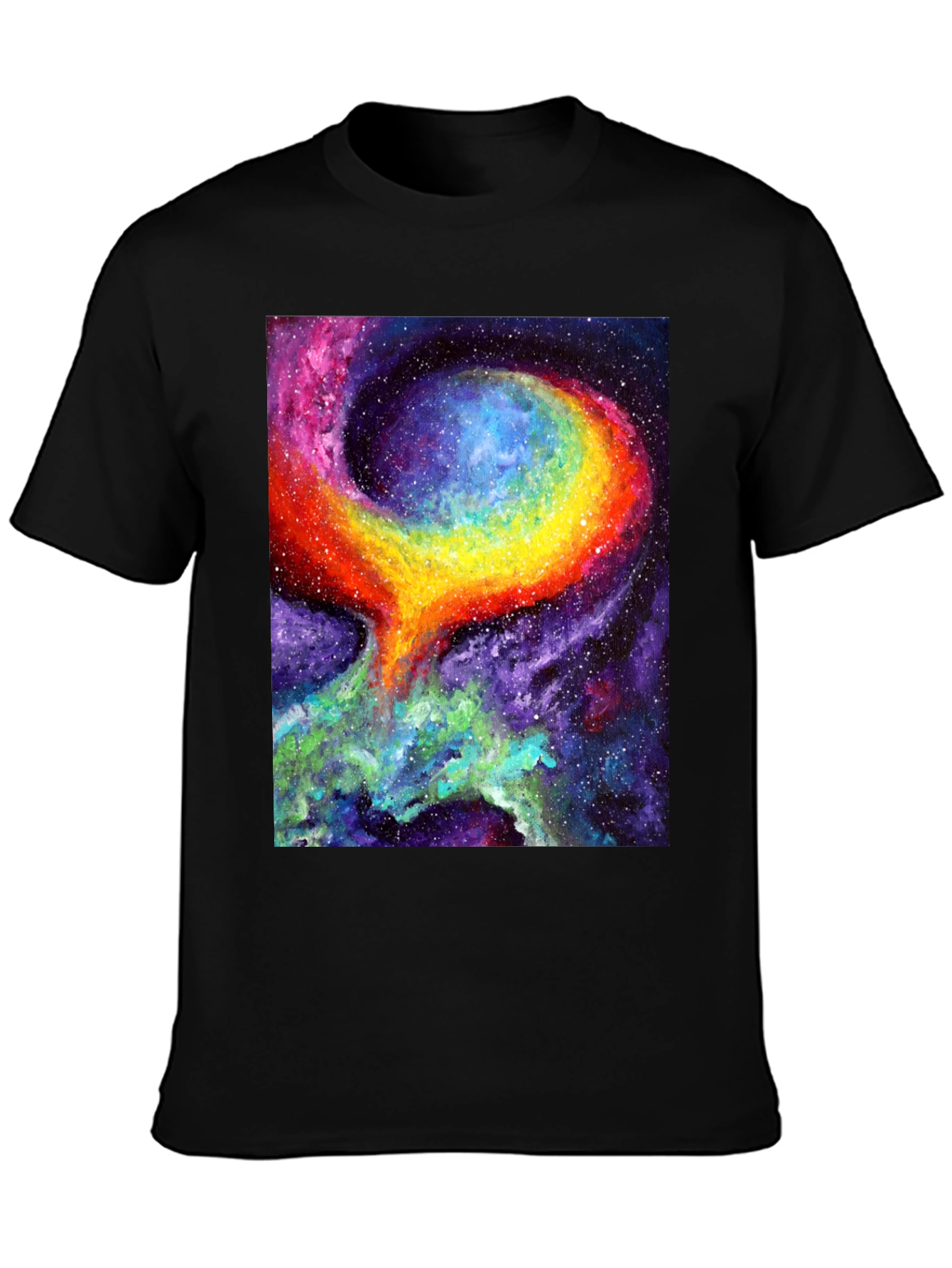 Nebula Art Black T-Shirt - Cosmic Galaxy Design